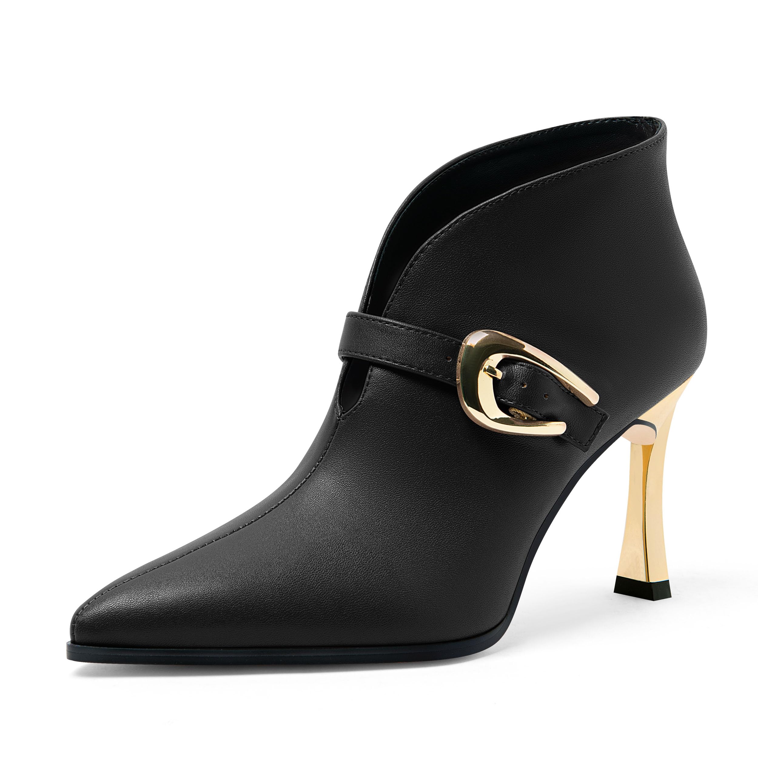 Womens Ankle Boots Stiletto Closed Matte Pointed Kitten Heel Booties High Heel Fashion Ankle Booties Slip on Winter