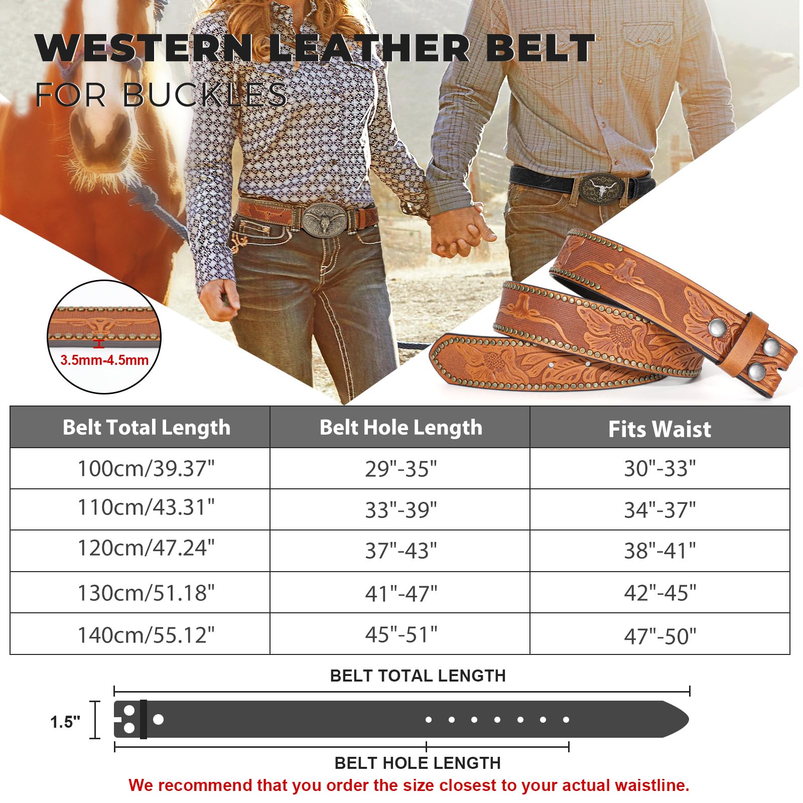 BELTROAD Correa de cuero occidental para hombres y mujeres, cinturón de piel vaquera para hombre, para jeans, cumpleaños, Navidad, regalo