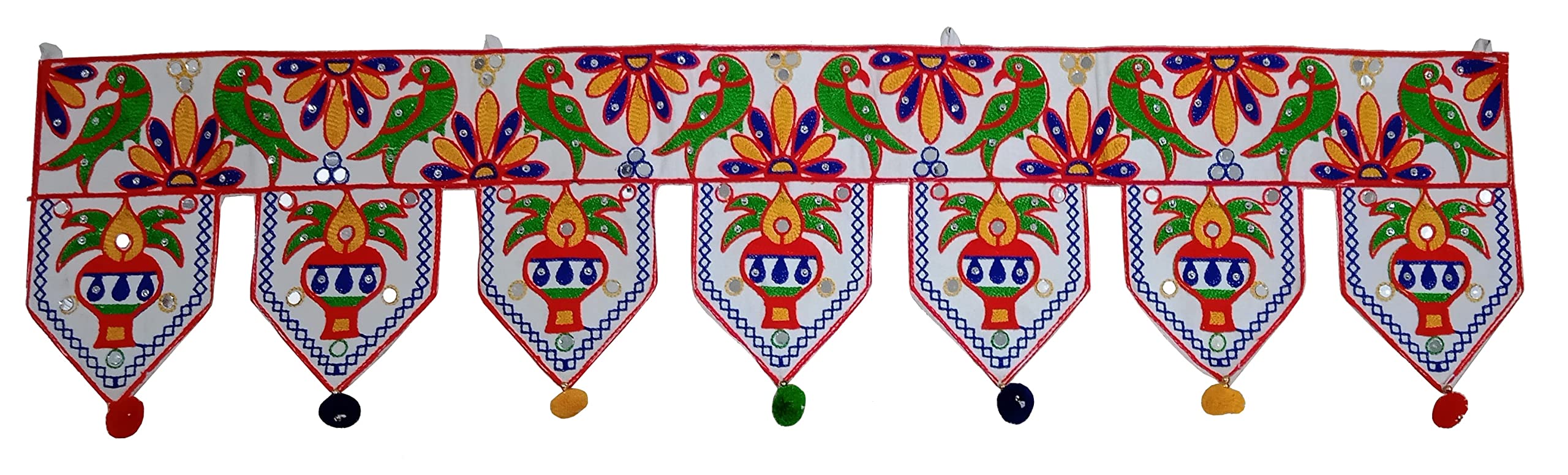 Purpledip Cotton Bandhanwar (Bandharwal Toran) 'Colorful Saga': Door Hanging Window Valance Tapestry; Ethnic Indian Decor (12447A)