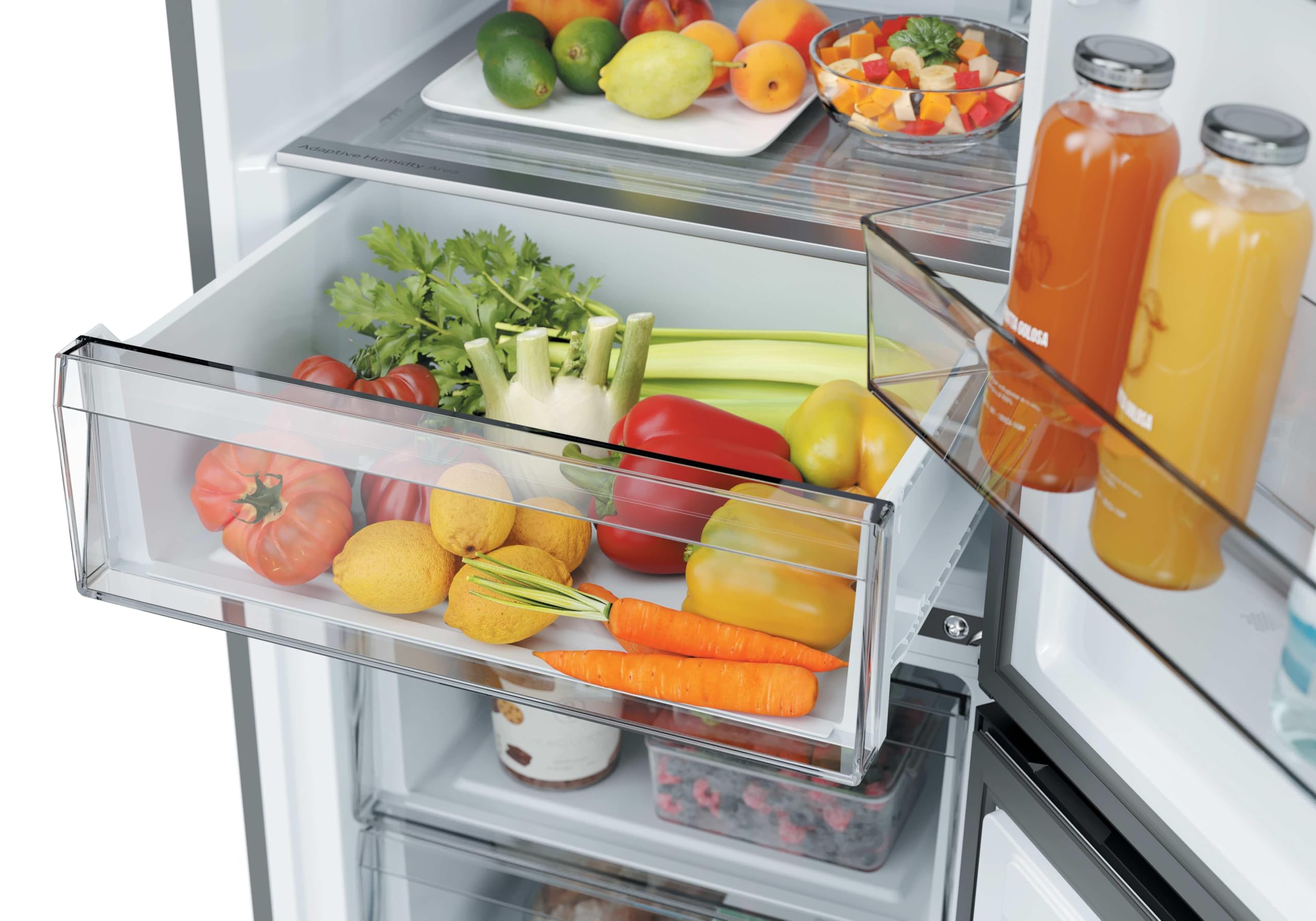 CANDY Fresco Style CNCQ2T6S18DX, Frigorífico Combi, Ancho 59,5cm, Altura 185cm, 315L, Total No Frost, Motor Inverter, Cajón Humidity, Control Digital Interno, Luz LED, Puertas Reversibles, Inox