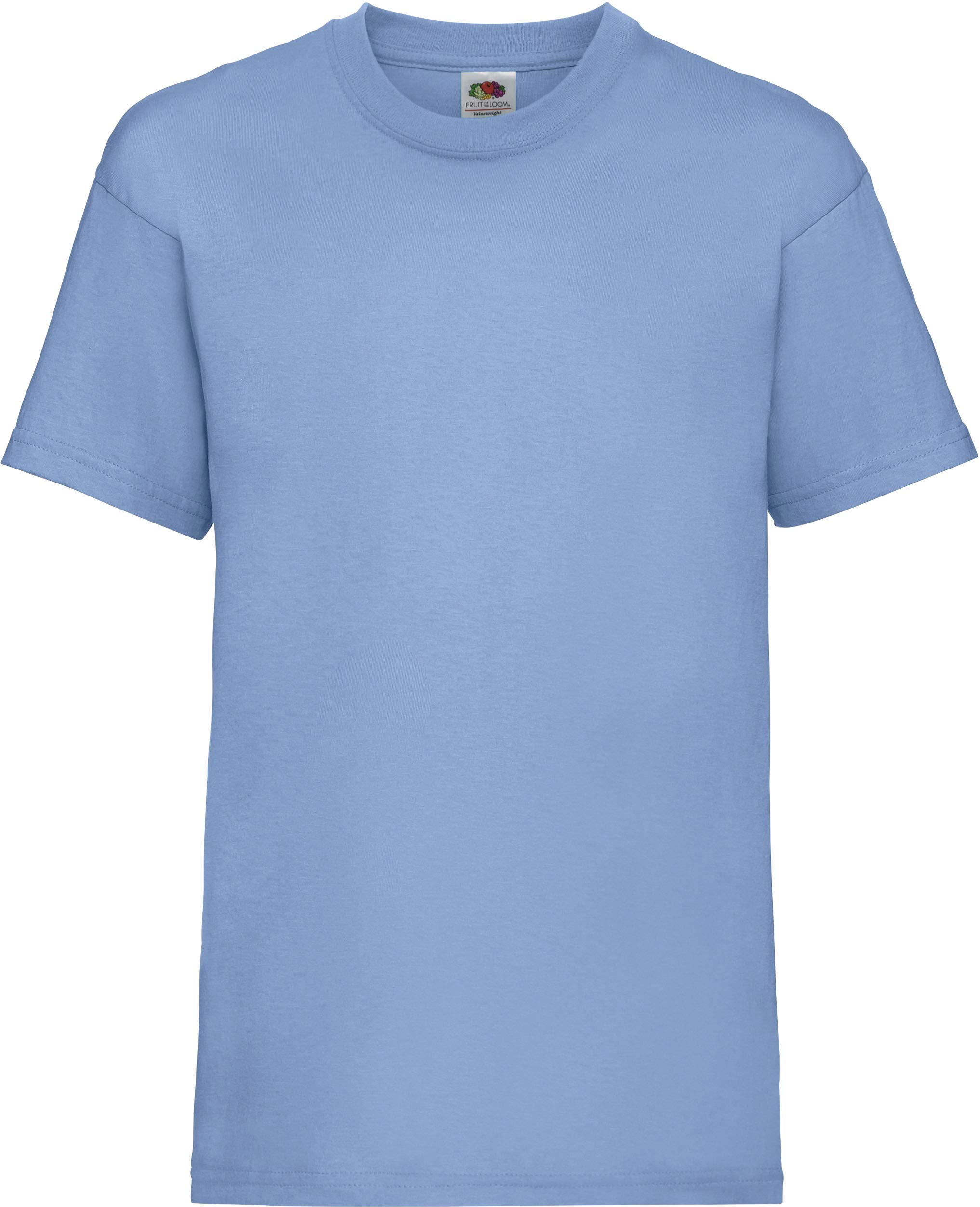 Fruit Of The Loom Sky Blue Plain Childrens T Shirt All Ages (Age 12-13)