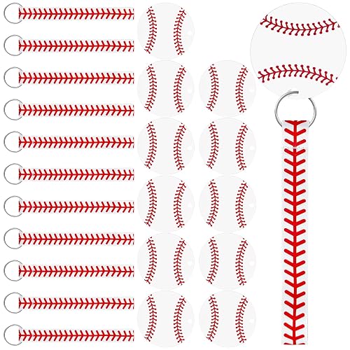 mupera 12 Pcs 2.75 Inch Baseball Keychain DIY Name Id School Birthday Party