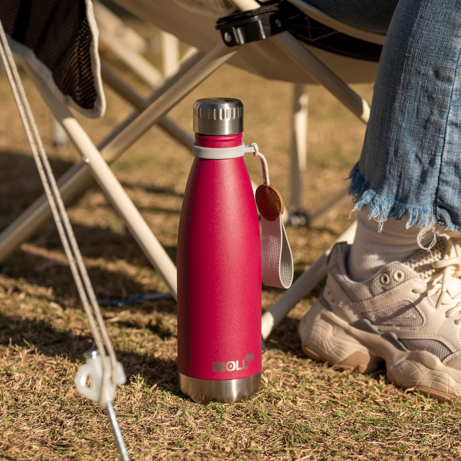 Insulated Water Bottle-17 oz Stainless Steel Double Wall Vacuum Water Bottle for School-Cola Shape Leak Proof Sport Water Bottle with Carry Rope (Fuchsia Red) - Image 8