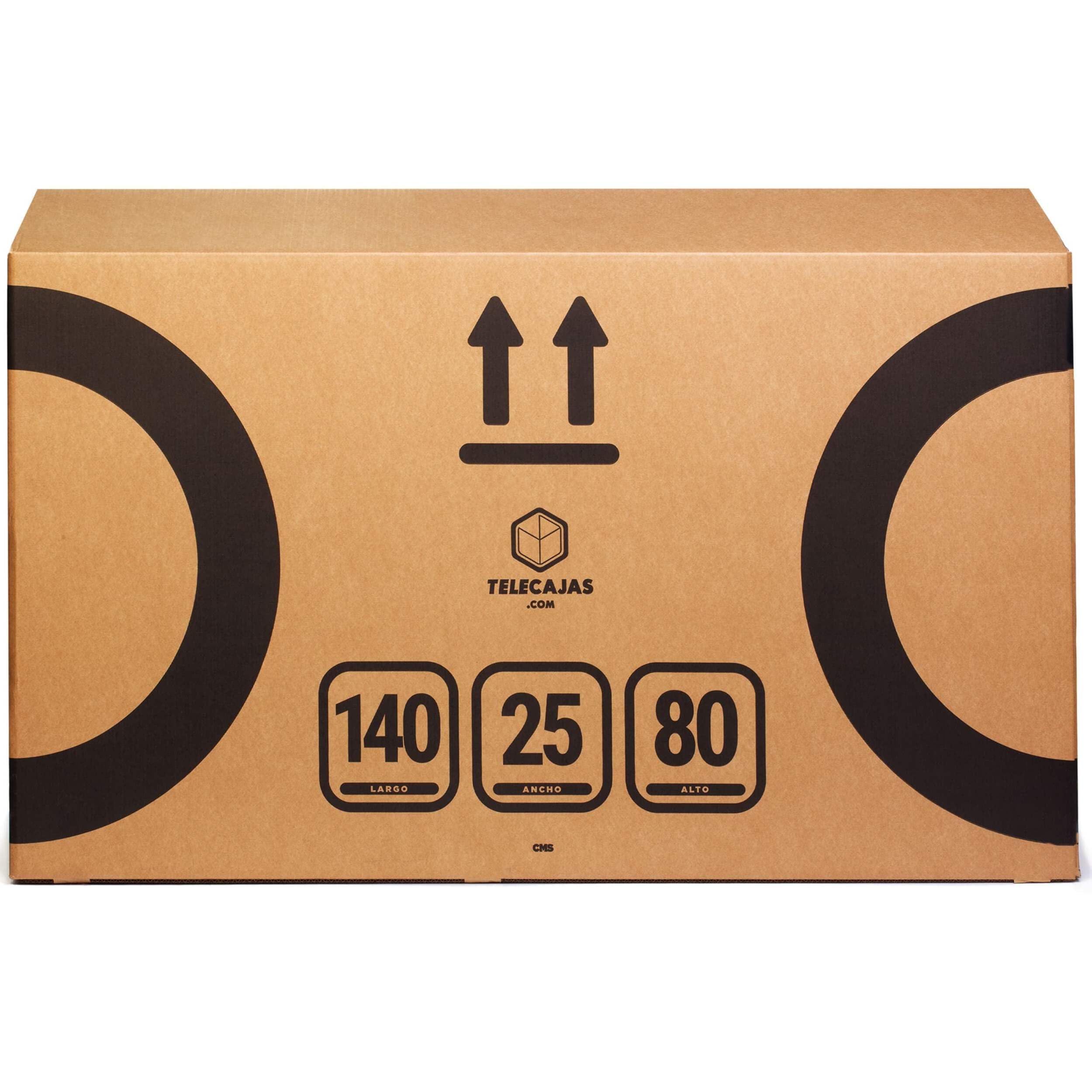 TELECAJAS | Caja para Bicicleta de Cartón Reforzado – Doble Onda, Solapas Dobles y Asas Resistentes – Ideal para Envío, Mudanzas o Almacenamiento – 140x25x80 cm con | Cinta Adhesiva Regalo