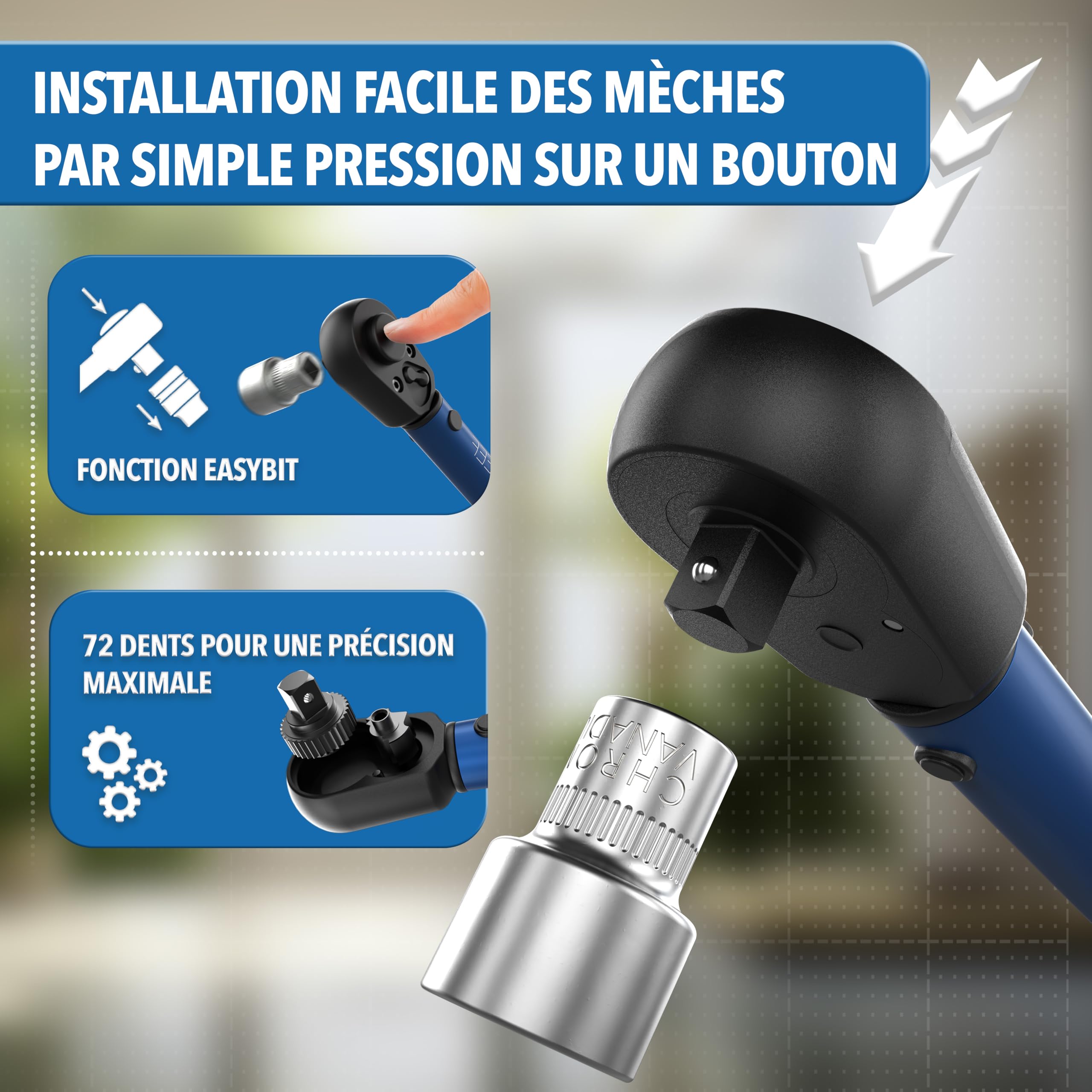 STONE REEF Clé dynamométrique [21 pièces avec ] 1/4" 1-25 nm – Jeu de clés dynamométriques pour vélo 1-25 nm torque cliquet