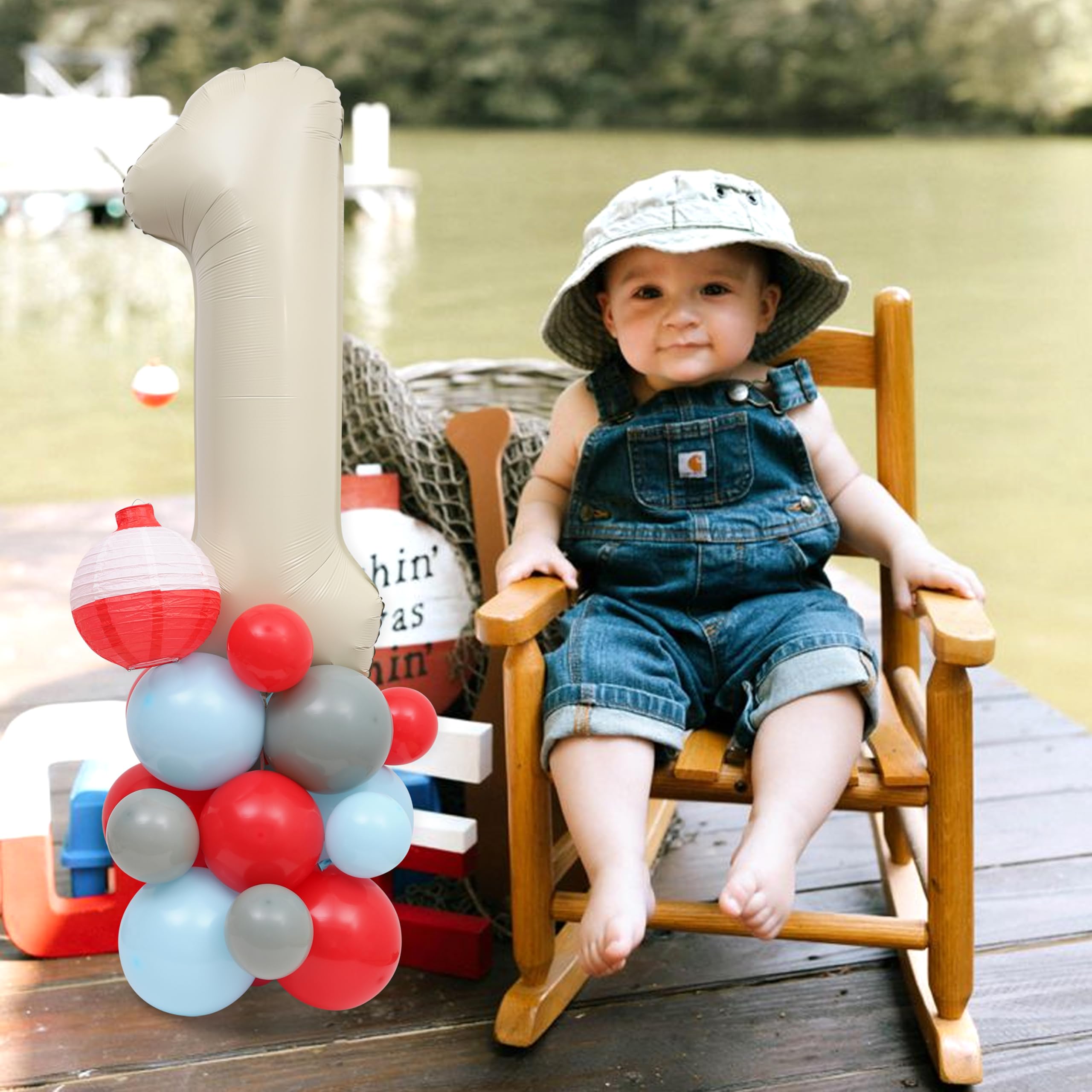 Luftballon-Set zum 1. Geburtstag, rote und blaue Luftballons für Angelpartys, erster Fisch, O Fishally 1. Geburtstag, Dekoration für Babypartys