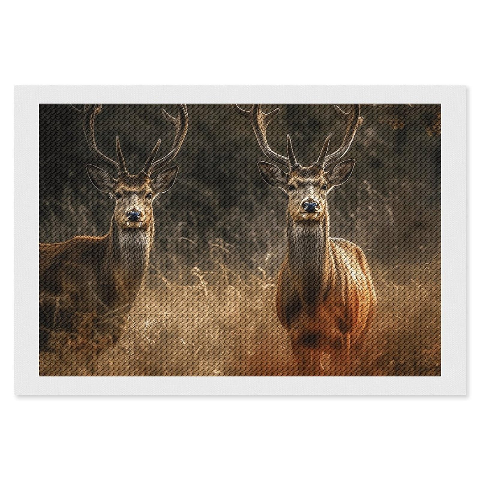 NONHAI Diamond Painting Kits for Adults - DIY Diamond Art Kits for Beginners - Full 5D Paint Drill Diamond Dots Paintings- Deer in Meadow Diamonds Pictures Gem Art and Craft Wall Decor 8"x12"