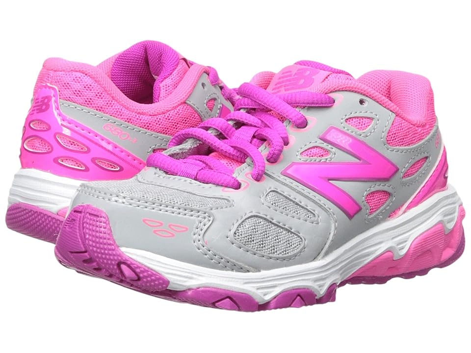 

New Balance Kids KR680 (Little Kid/Big Kid) (Grey/Pink) Girls Shoes