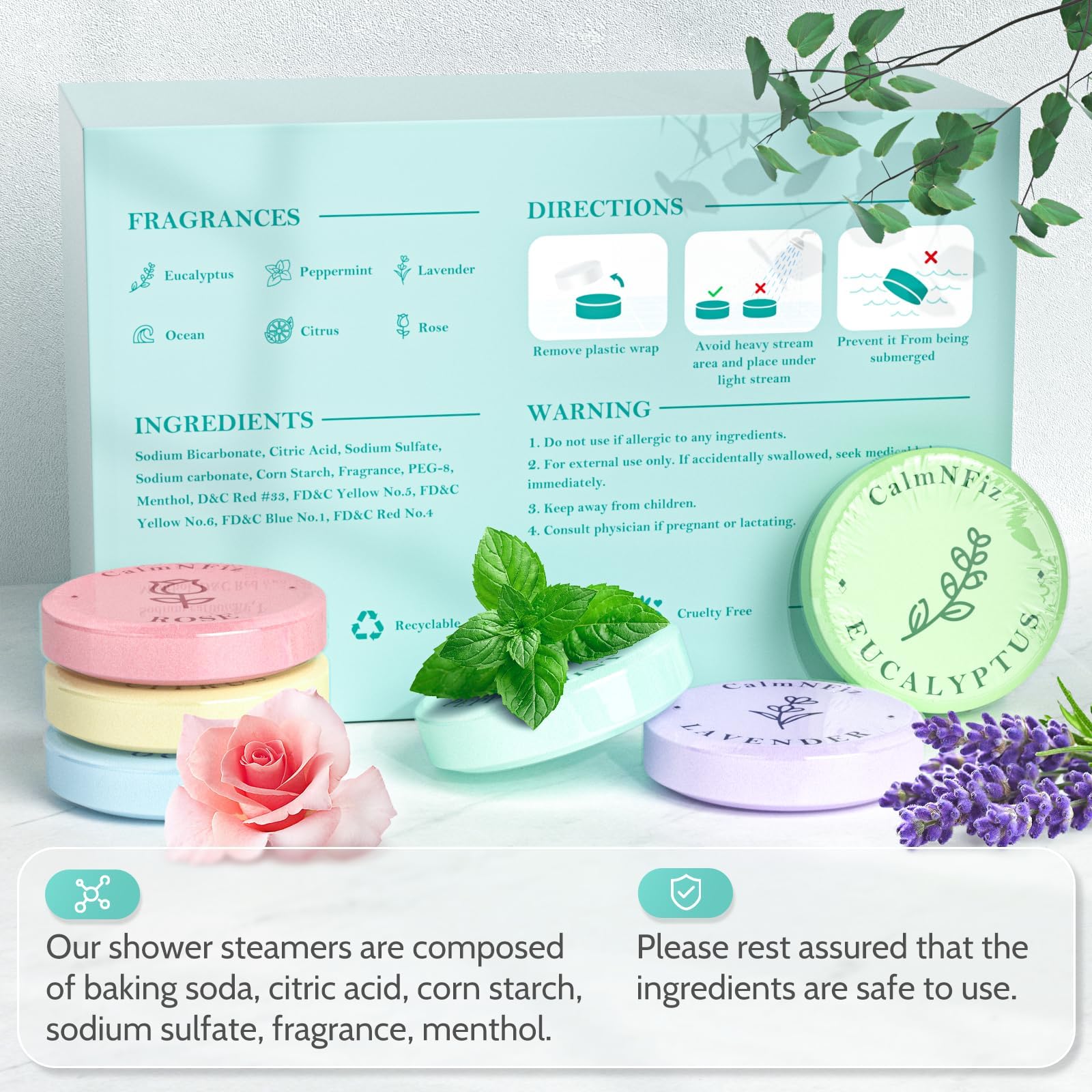 CalmNFiz Geschenkset mit 30 Badebomben und Zerstäubern für Damen, mit 6 verschiedenen Aromen, selbstpflegende Artikel für die Frau, ideales Geschenk zum Valentinstag oder zum Muttertag. Tam