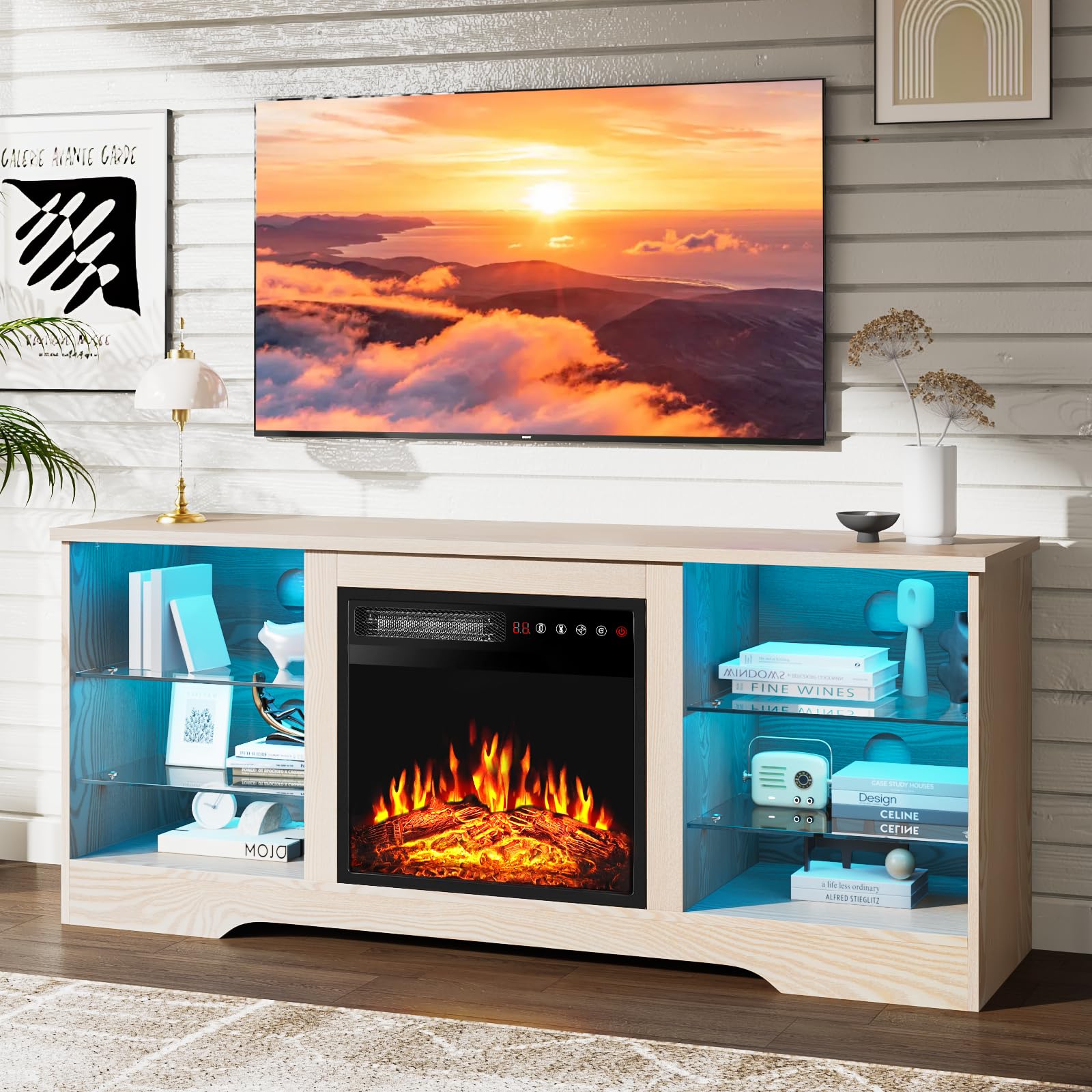 PRETZI Fireplace TV Stand