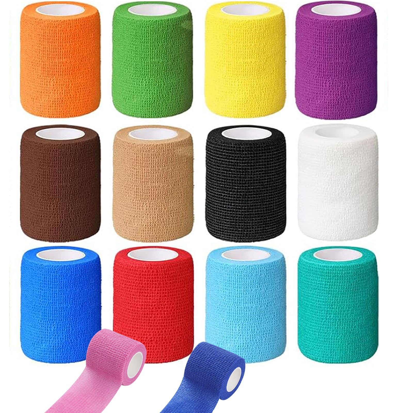 QNLEMON Venda Cohesiva,14 Rolls Vendas Autoadhesivas Bendaje Adhesiva Deportiva Venda Elastica para Muñeca Dedos Lesiones Deportivas,Hinchazón y Venda para Mascotas (2,5 cm x 4,5 m) — view 10