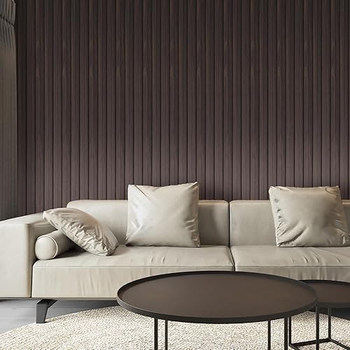 Miniatura 2 de Art3d Panel de pared de listones para decoración moderna, panel difusor acústico WPC, paquete de 8 unidades de 96 x 6 pulgadas, nogal negro