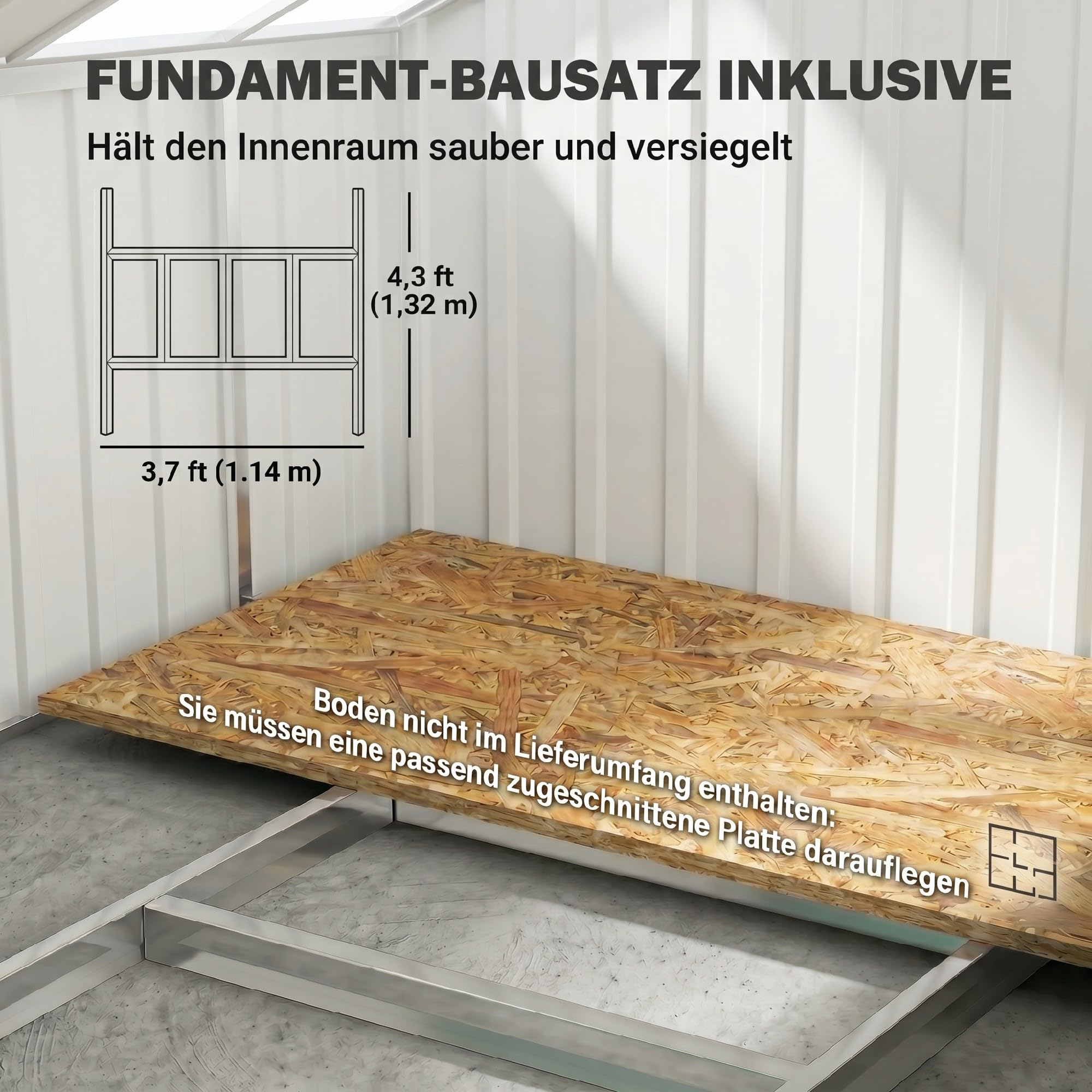 Outsunny Metall Gerätehaus 2,81m² 154x206,5x181 cm Wetterfestes Gartenhaus mit Pultdach und Fundament, Geräteschuppen mit Schiebetür, Weiß