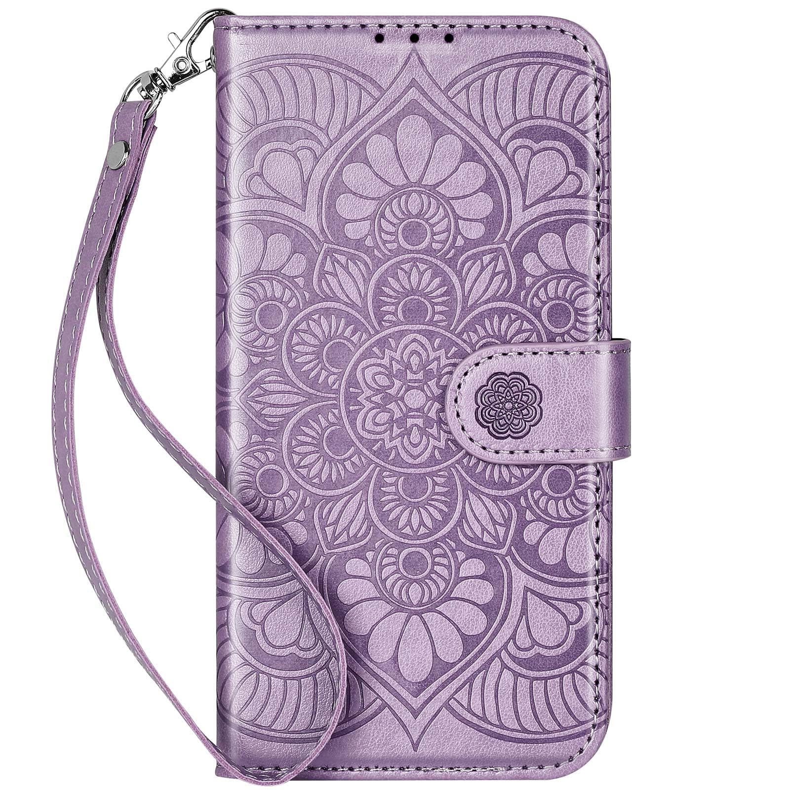 Ateeky Galaxy S24 Wallet Case, [RFID Blocking] 3 Card Holder Stand with Credit Card Slot PU Leather Magnetic Protective Flip Cover for Galaxy S24 (Purple)