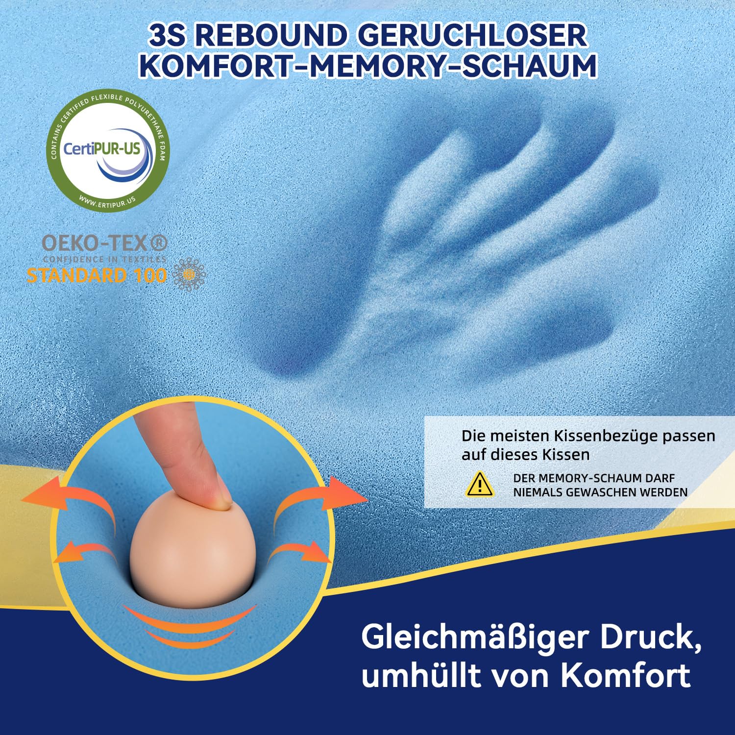 ABLEGRID Orthopädisches Kopfkissen Memory Foam, Ergonomisches Nackenschmerzen Kühlendes Stützkissen für Seitenschläfer, Rücken- und Bauchschläfer, Grau
