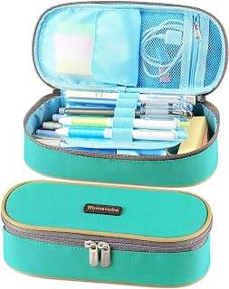 Pencil Case Big Capacity Pencil Bag Makeup Pouch Durable Students Stationery with Double Zipper Pen Holder for School/Office, Green