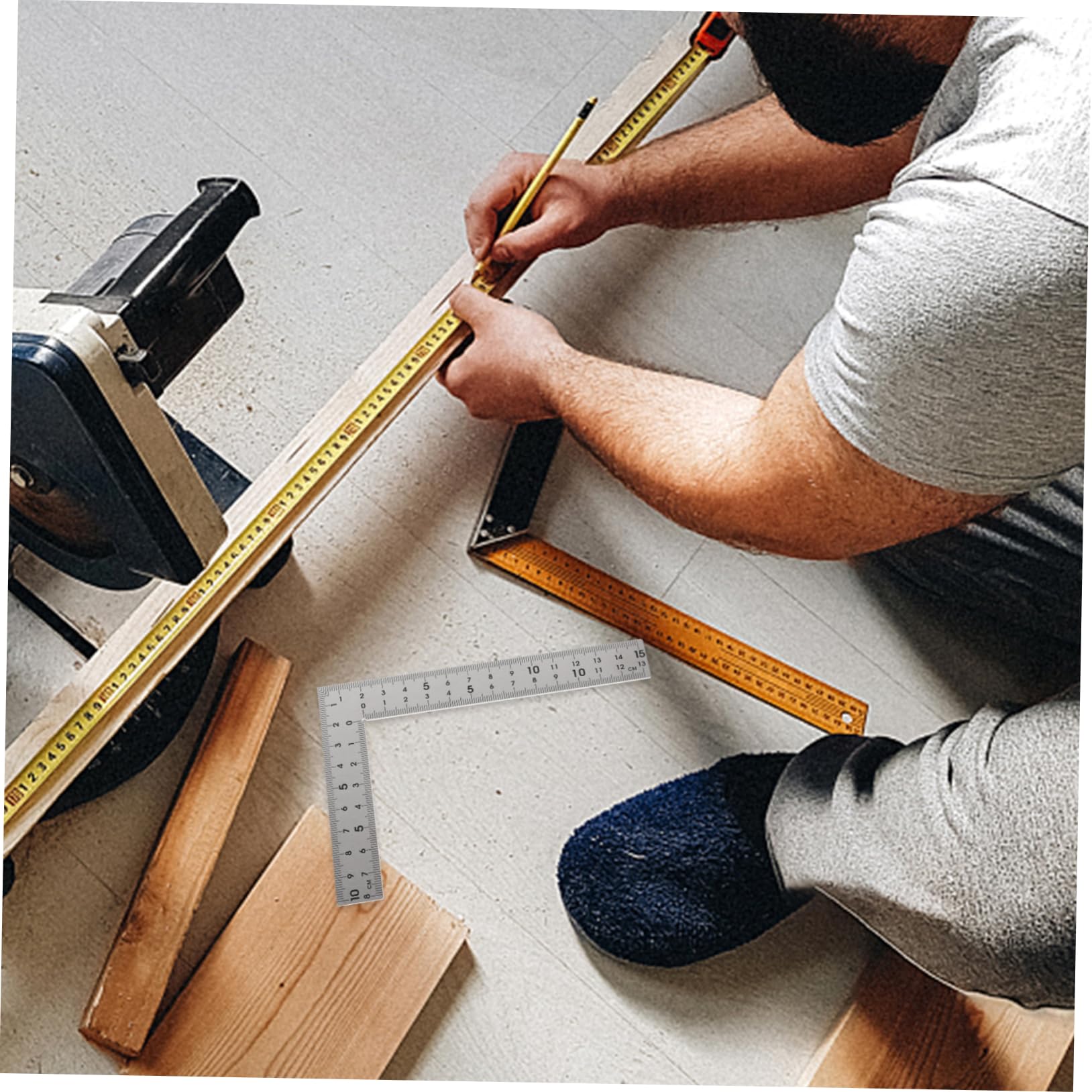 NULYLU Stainless Steel Framing Square Ruler 15x10cm Carpenter Square Tool for Woodworking