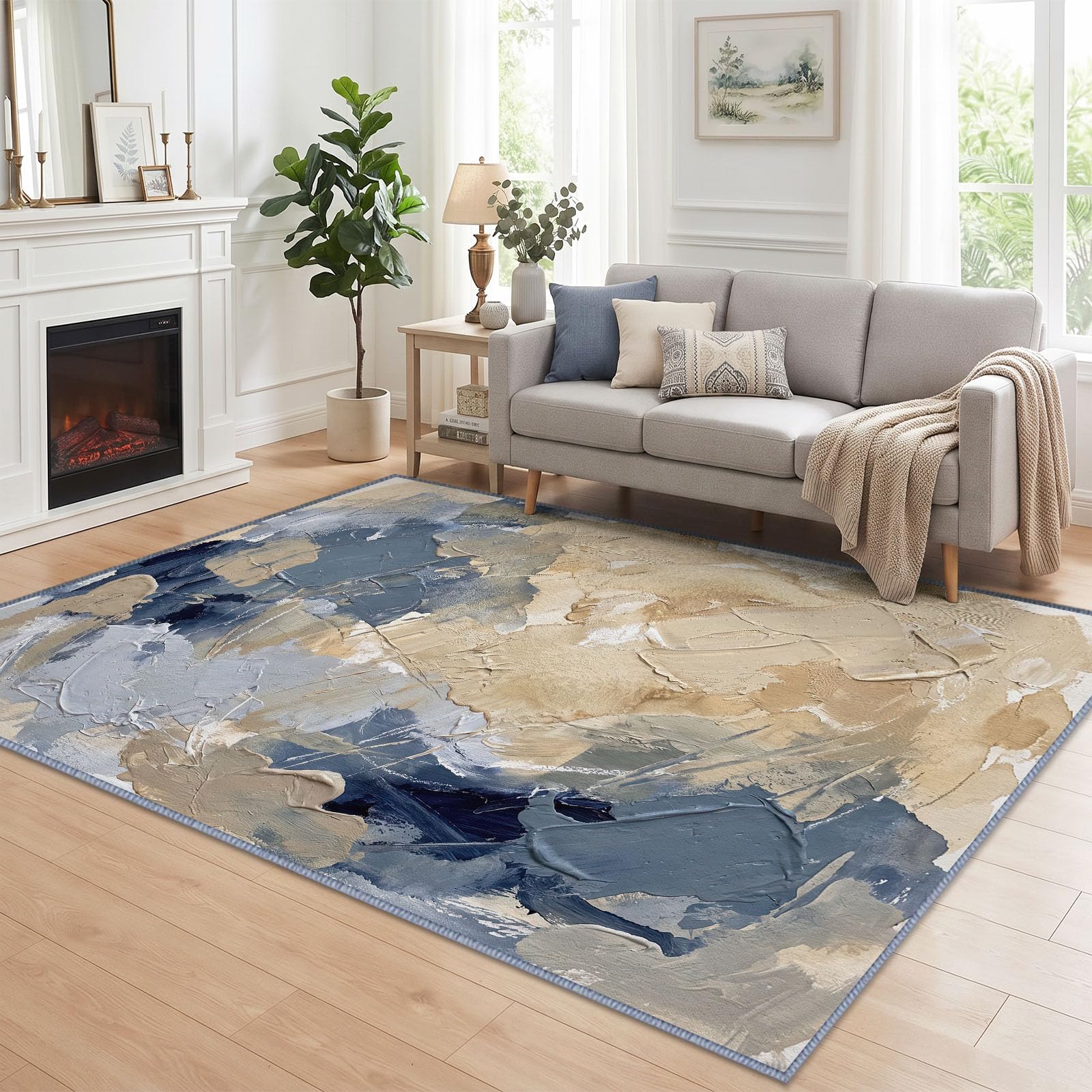 Générique Tapis Bloc De Couleur Pigment d’intérieur Durable, Facile à Nettoyer 200x300 cm, Moderne Art Abstrait Tapis pour Salon, Chambre, Cuisine ou entrée