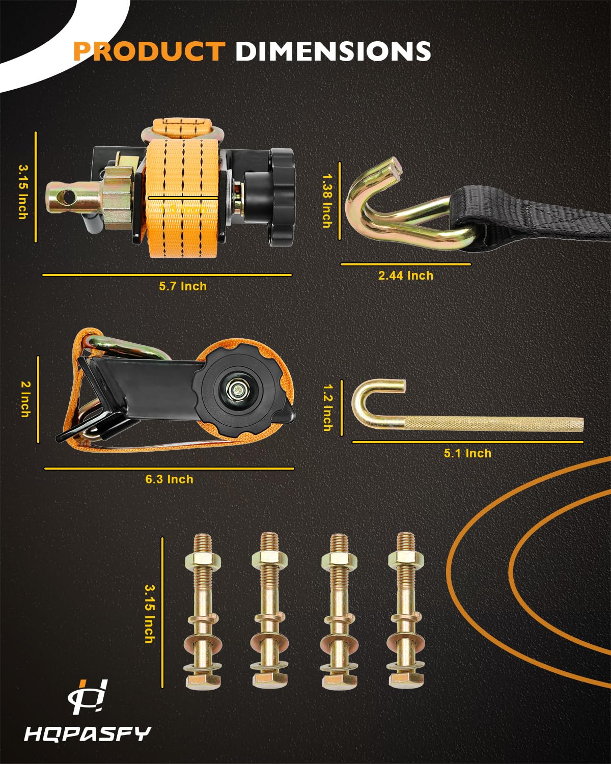 Snapklik.com : Ladder Rack Ratchet Straps, W/J-Hook