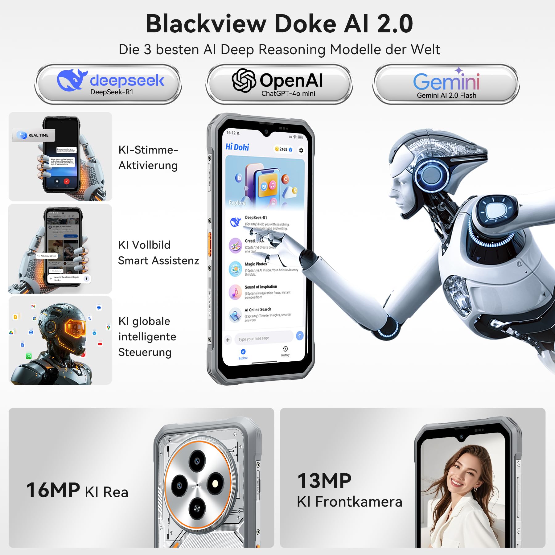 Blackview Outdoor Handy Ohne Vertrag Android 16, 24GB+128GB/2TB TF Baustellenhandy, 245g/10.7mm Ultra-Thin Outdoor Smartphone, 6.56" 90Hz, 16MP AI Camera, IP69K/OTG/NFC/Gemini AI/3 Jahre Garantie