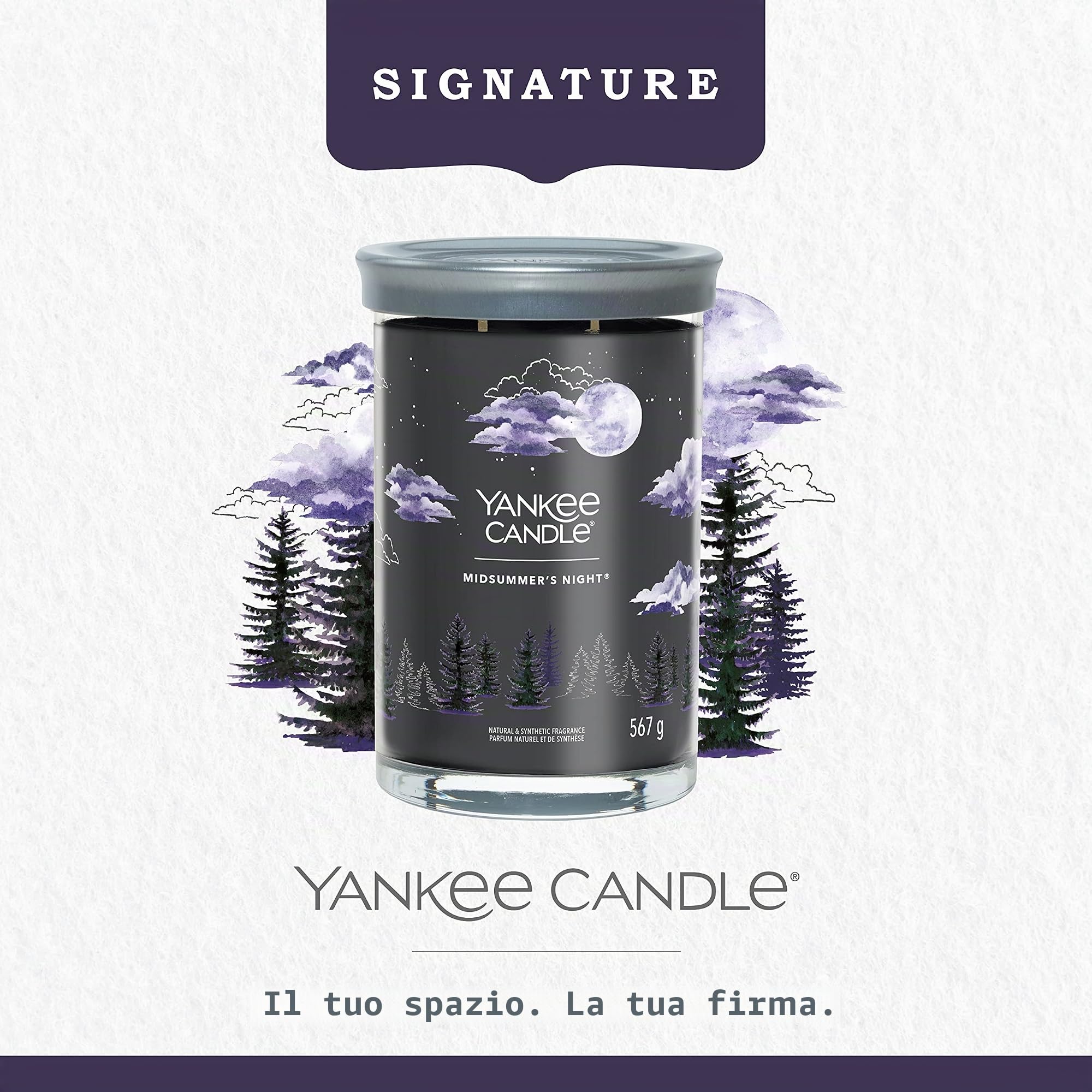 Yankee Candle Signature candela profumata | Notte di Mezza Estate in tumbler grande | Candele di miscela di cera di soia lunga durata | regalo perfetto per le donne