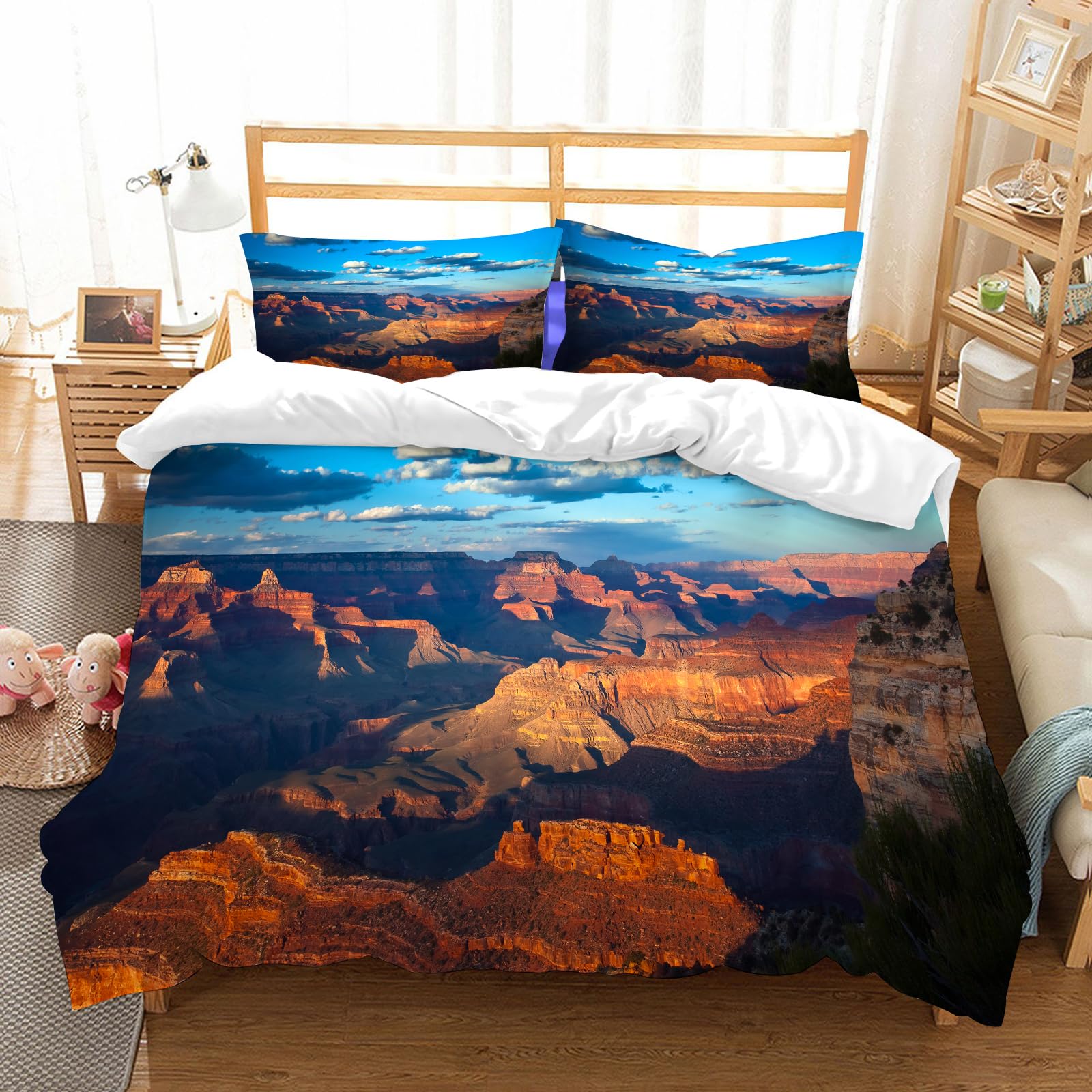 Parure de lit paysage Grand Canyon en microfibre douce, l'évasion d'un lever de soleil chez soi