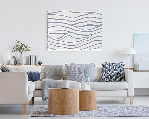 Miniatura 9 de Kate and Laurel Sylvie - Lienzo enmarcado abstracto de ondas costeras y elegantes de The Creative Bunch Studio, 23 x 33 pulgadas, blanco, azul con