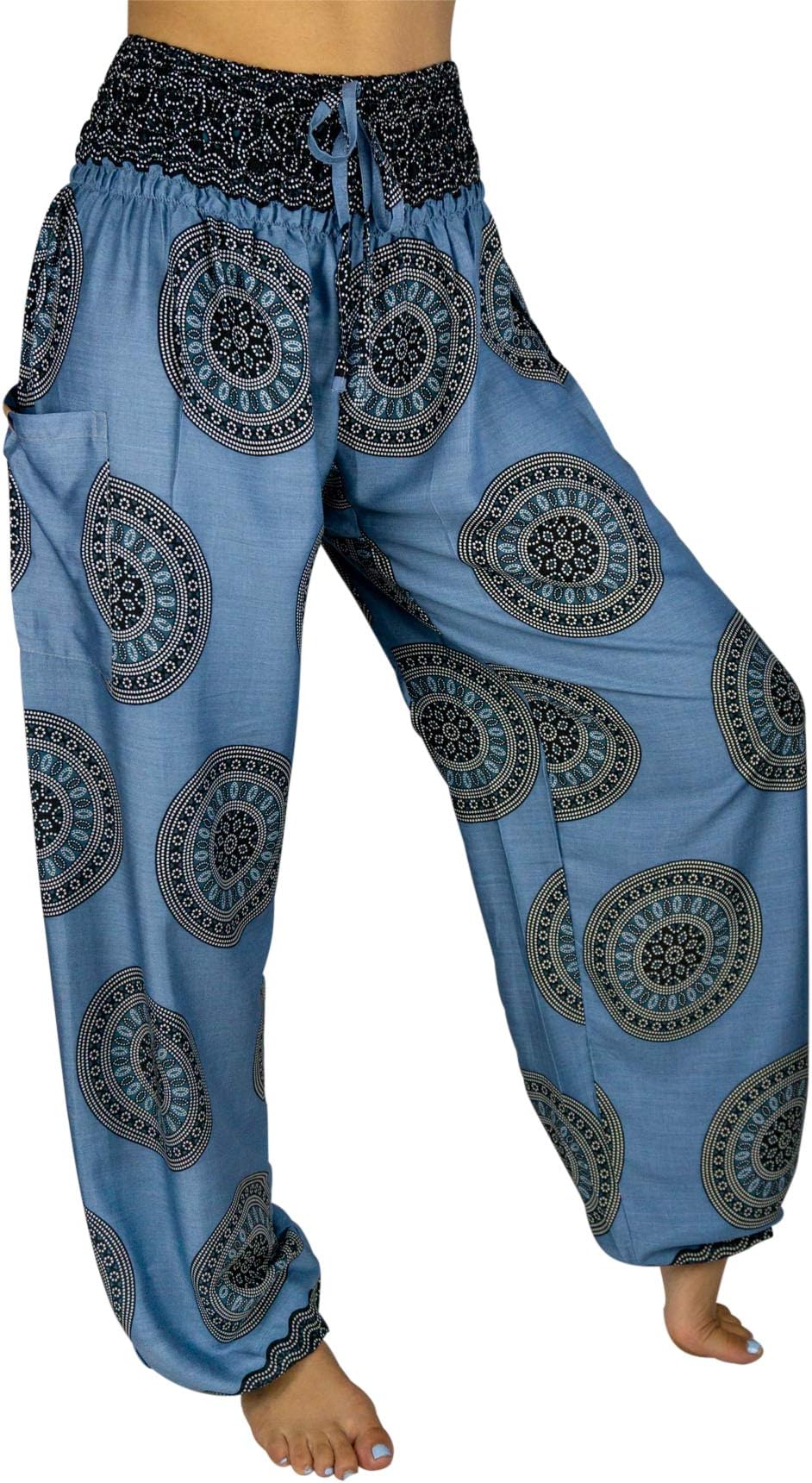 Womens Lounge Yoga Pants Harem Elastic High Waist with Pockets - Petite XS - 2XL