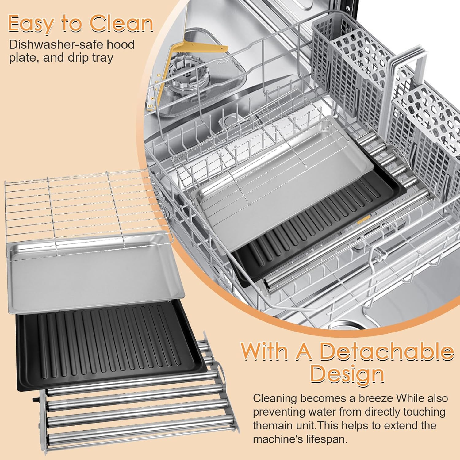 Electric Hot Dog Roller 6 Rollers - 3 in 1 Indoor Grills Portable with Non-stick & Smokeless Removable Grill & BBQ Griddle Plate,Stainless Sausage Grill Cooker Machine, for Family party Use