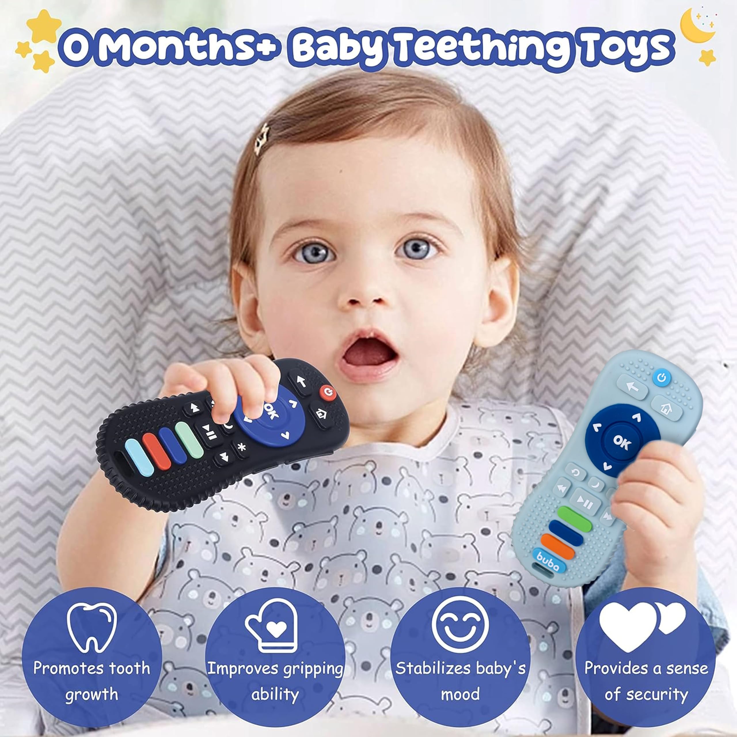 TEC TAVAKKAL Silicone Remote Teether For Baby, Remote Teether For 3+ Months And 6 To 12 Months Baby, Helps Biting Skills Development, Colour & Shape Recognition, Teething Toys For Babies And Toddlers Blue - Image 5 thumbnail