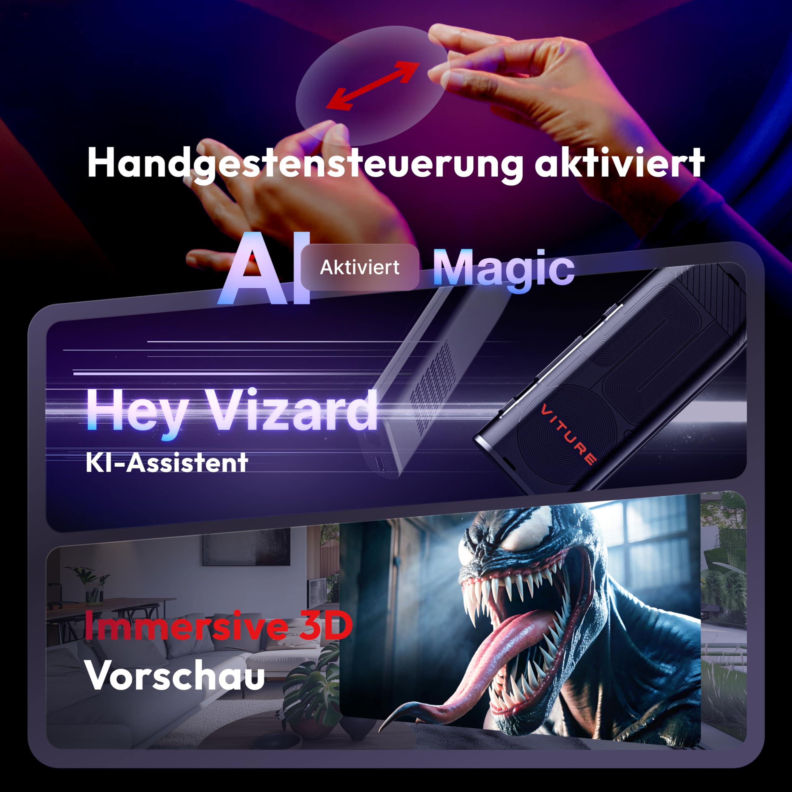 VITURE Pro Neckband, Offizieller Partner von PSPlay, Multi-Screen/3DoF/Smooth Follow/Ambient Mode, 3D Player, AI Assistant, nahezu kabellose Freiheit für Gaming & Streaming, 12GB+256GB