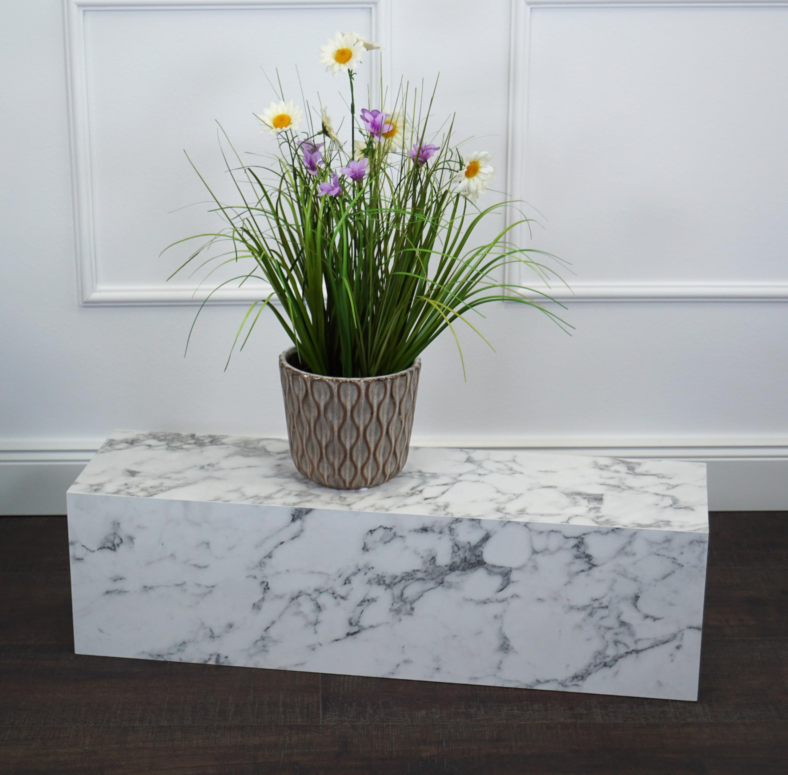 Pilastro per fiori, Colonna, Colonna decorativa, Piedistallo, Ilja, Marmo Bianco, 20 x 20 x 90 cm