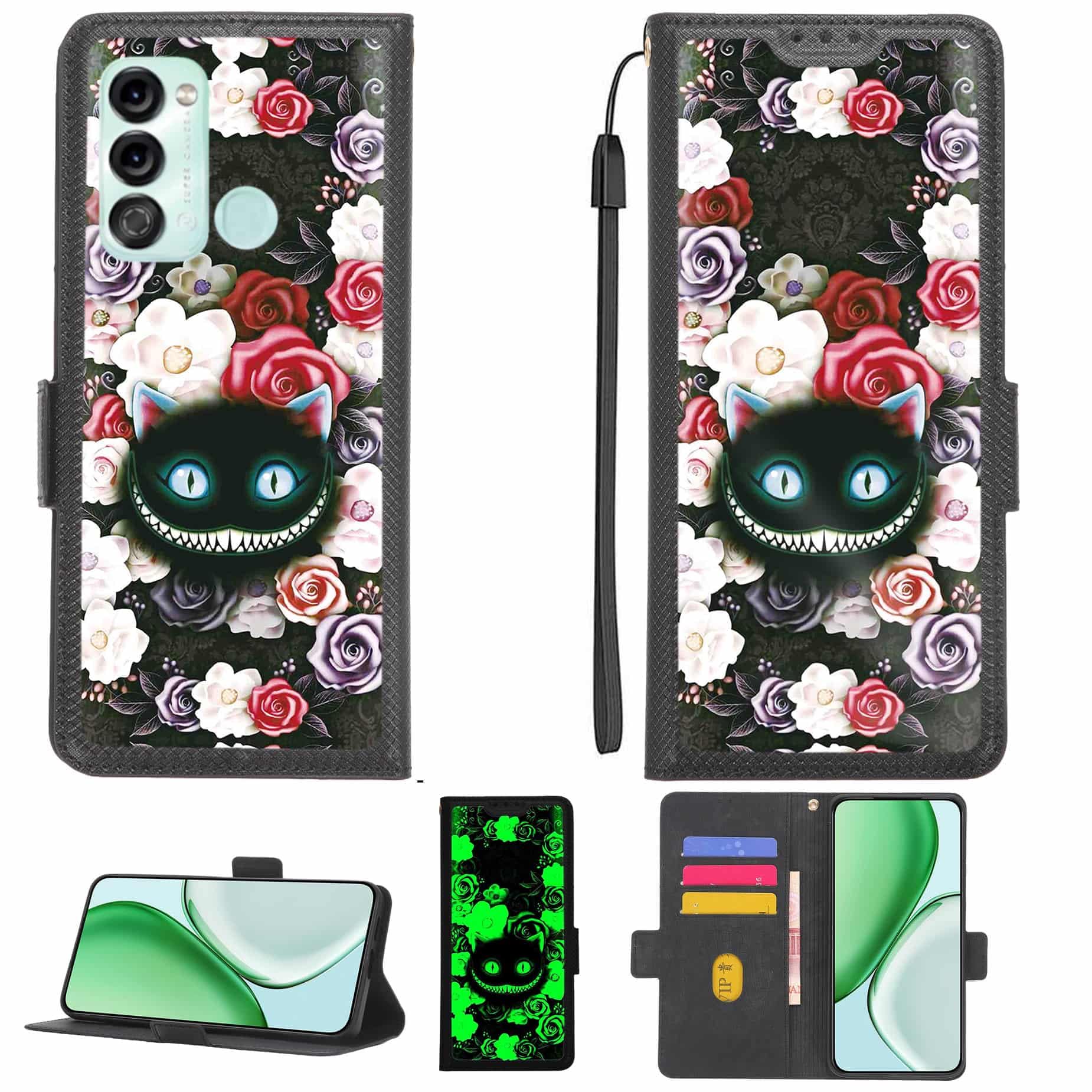 Case Compatible for Itel Vision3 Phone Case Flip Cover [with Tempered Glass Screen Protector][RFID Blocking][Luminous Effect] LPT-LZM