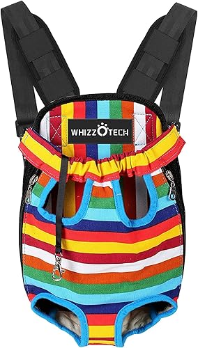 whizzotech Mochila para transporte de mascotas, Mochila ajustable para perros frente a la mascota, Bolsa de viaje, Piernas hacia afuera, Fácil de