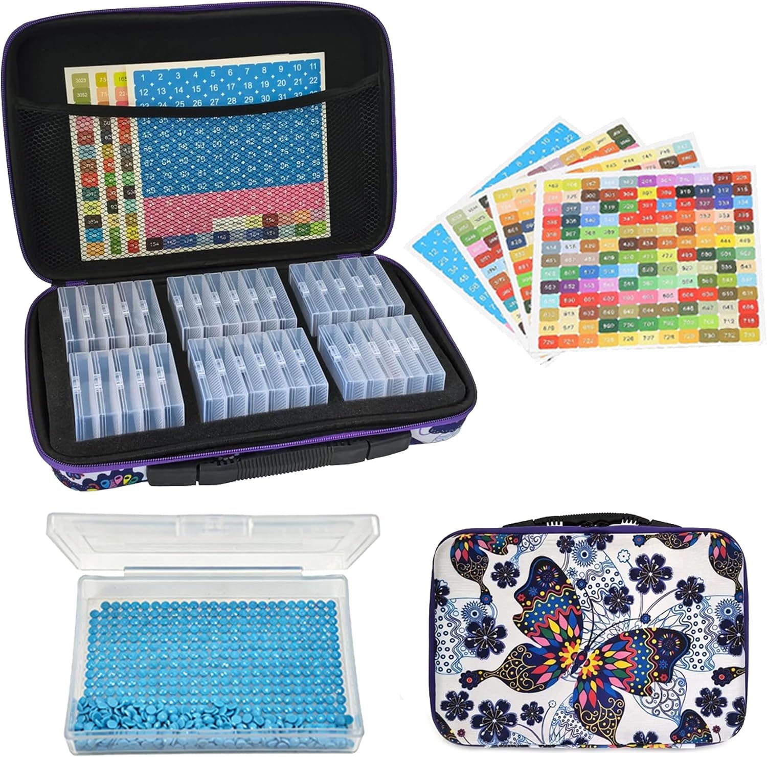 Diamond Painting Storage Box - Gem Art Craft Beads, Clear Dustproof Lid,PP EVA Construction, Home Office Classroom Garage, Portable Covered Design (Bianco：64 Slot)