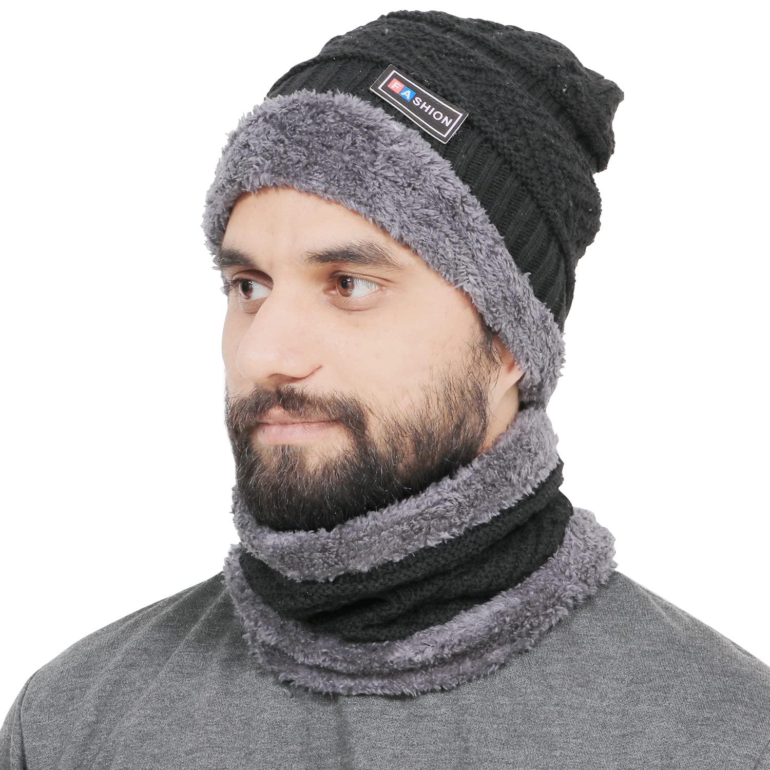Allextreme Winter Beanie Cap Scarf Set Soft & Comfortable Thick Knitted Neck Warmer Biker Rider Climbing Sports Accessory for Men & Women (Grey, 1 Set) (B09MKRMDSH) Amazon Price History, Amazon Price Tracker