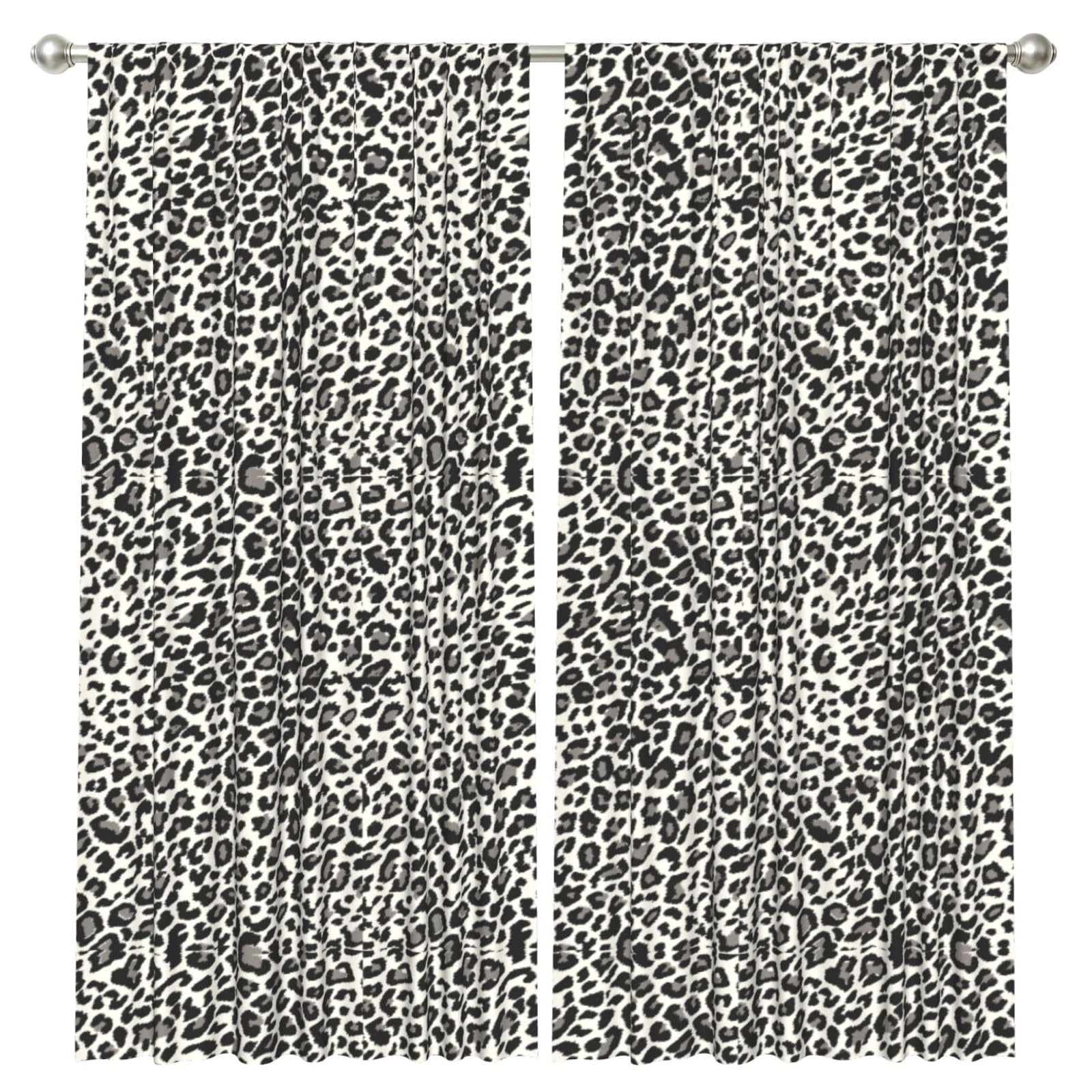 InOmak Leopard Print Print, 2 Panels Window Curtains 52 x 84 Inch Blackout Curtains for Living Room Bedroom
