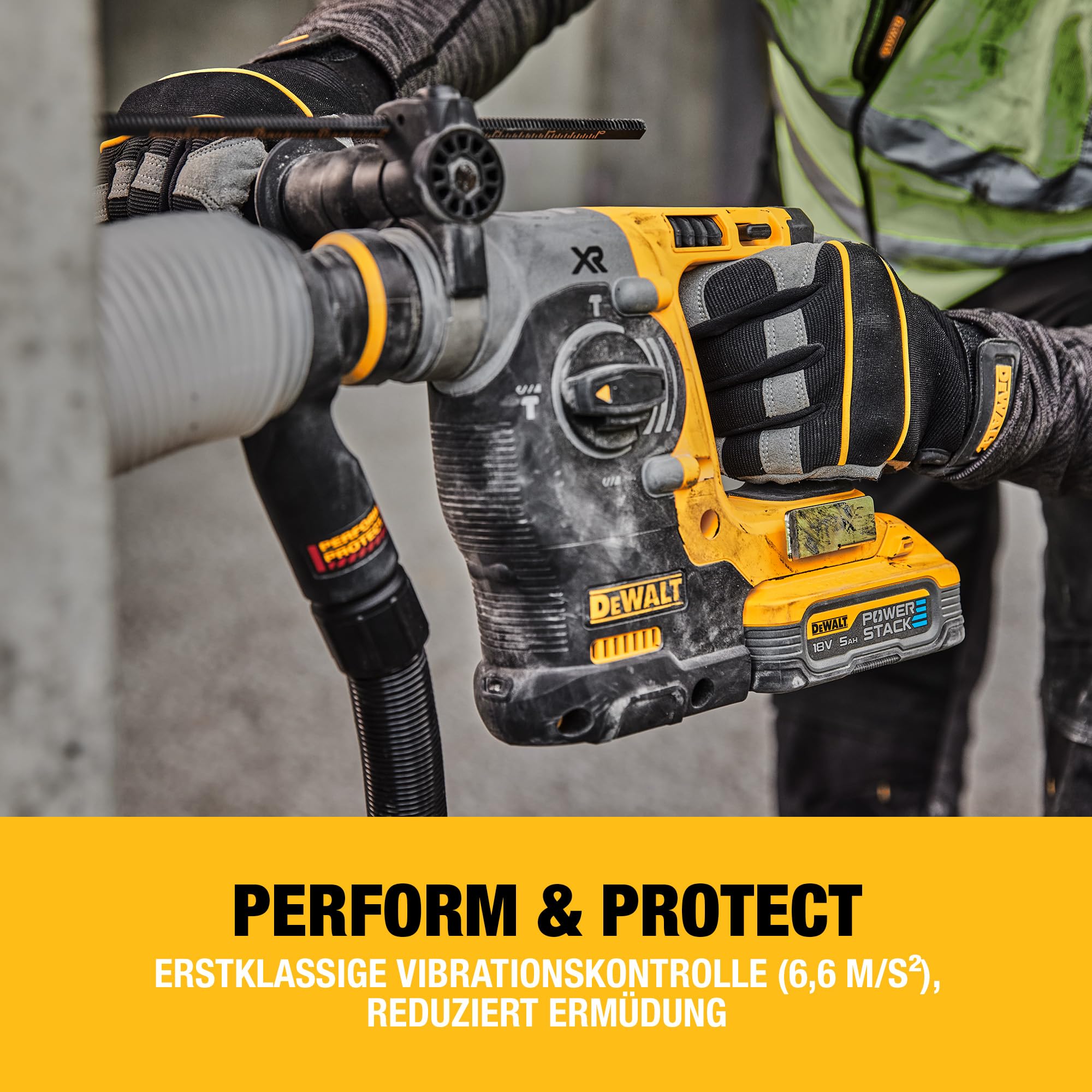 DEWALT SDS-plus XR Akku-Kombihammer/Schlagbohrmaschine (18V, bürstenlos, 24mm, ideal für Bohranker/Befestigungslöcher, Vibrationsreduzierung, ohne Akku & Ladegerät), DCH273NT