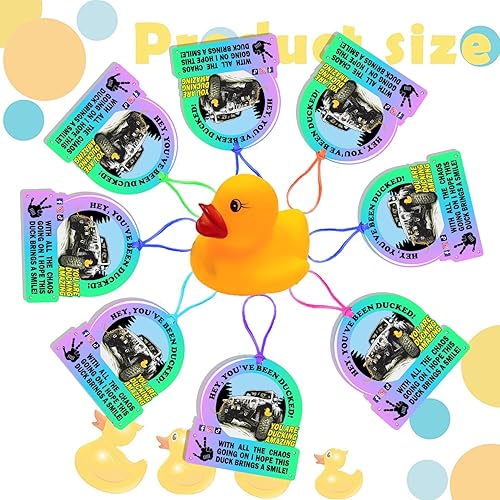 Miniatura 5 de Etiquetas con texto en inglés "You've Been Ducked", etiqueta de pato de pato azul claro, tarjeta de juego de patito, 35 etiquetas de pato, 35 bandas