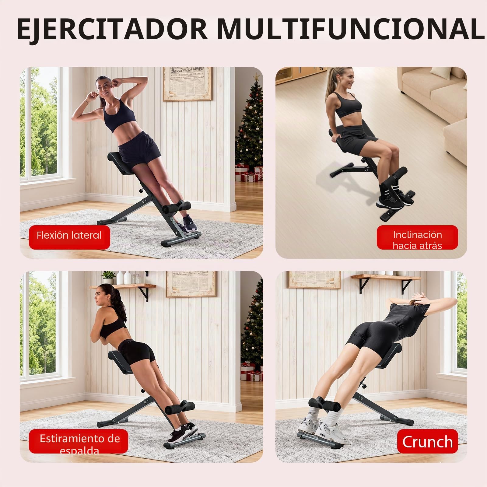 Hyperextension - Silla romana plegable con extensión de espalda y entrenador abdominal, 5 sillas romanas ajustables, banco de hiperextensión, glúteos, entrenamientos abdominales, equipo de ejercicio