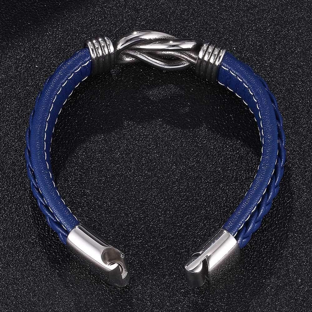 Personalized Braided Leather Infinity Bracelet for Men Women, Mother and Son Linked Bracelet,To My Son Bracelet from Mom and Dad, Father's Day Gifts Bracelet,Adjustable Size 7.4"/8.2"/9"