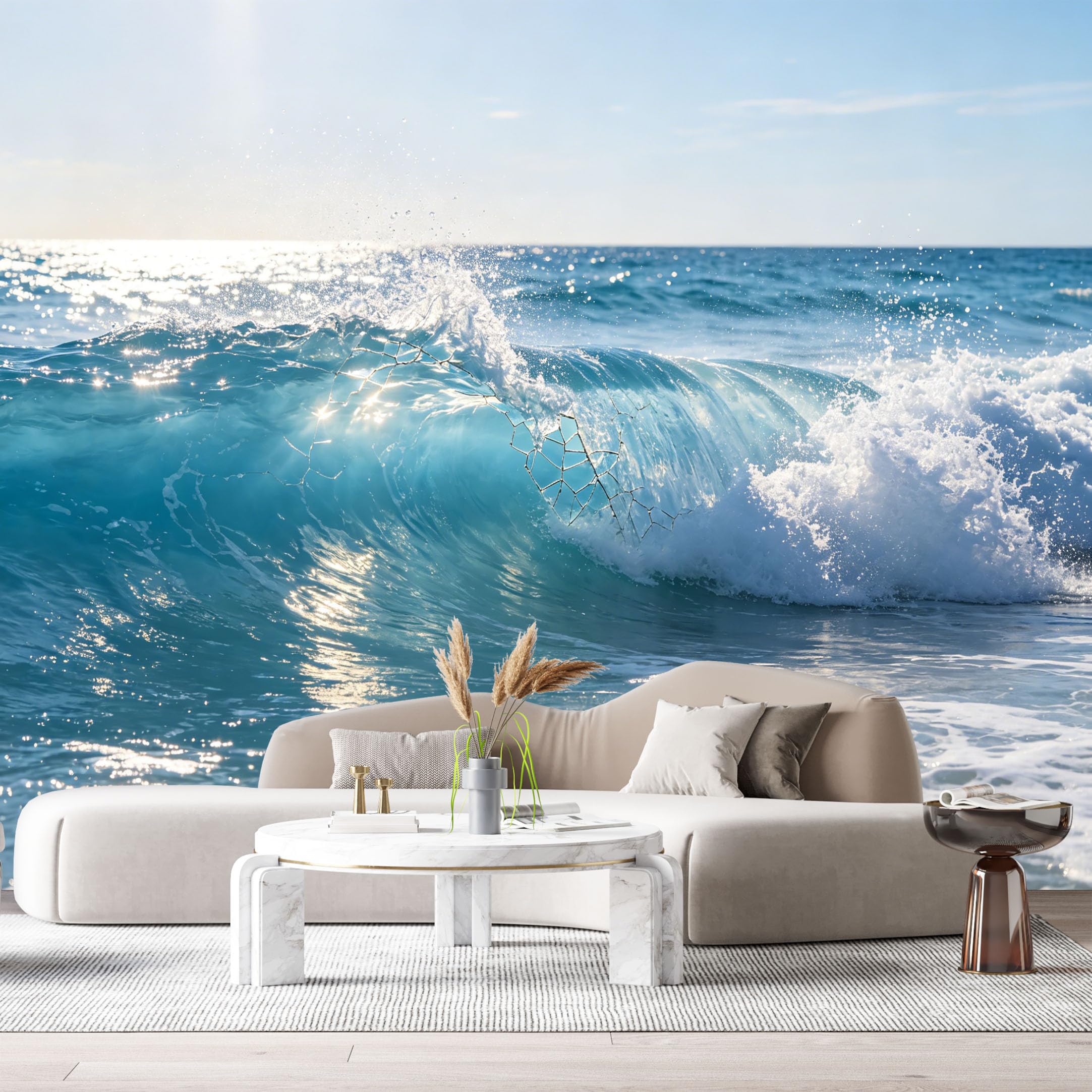 Custom Size Wall Murals Ocean Wave Coastal Water Surface Marine Sea Horizon SelfAdhesive Wall Fabric Removable Large Wallpaper for Photo Living Room