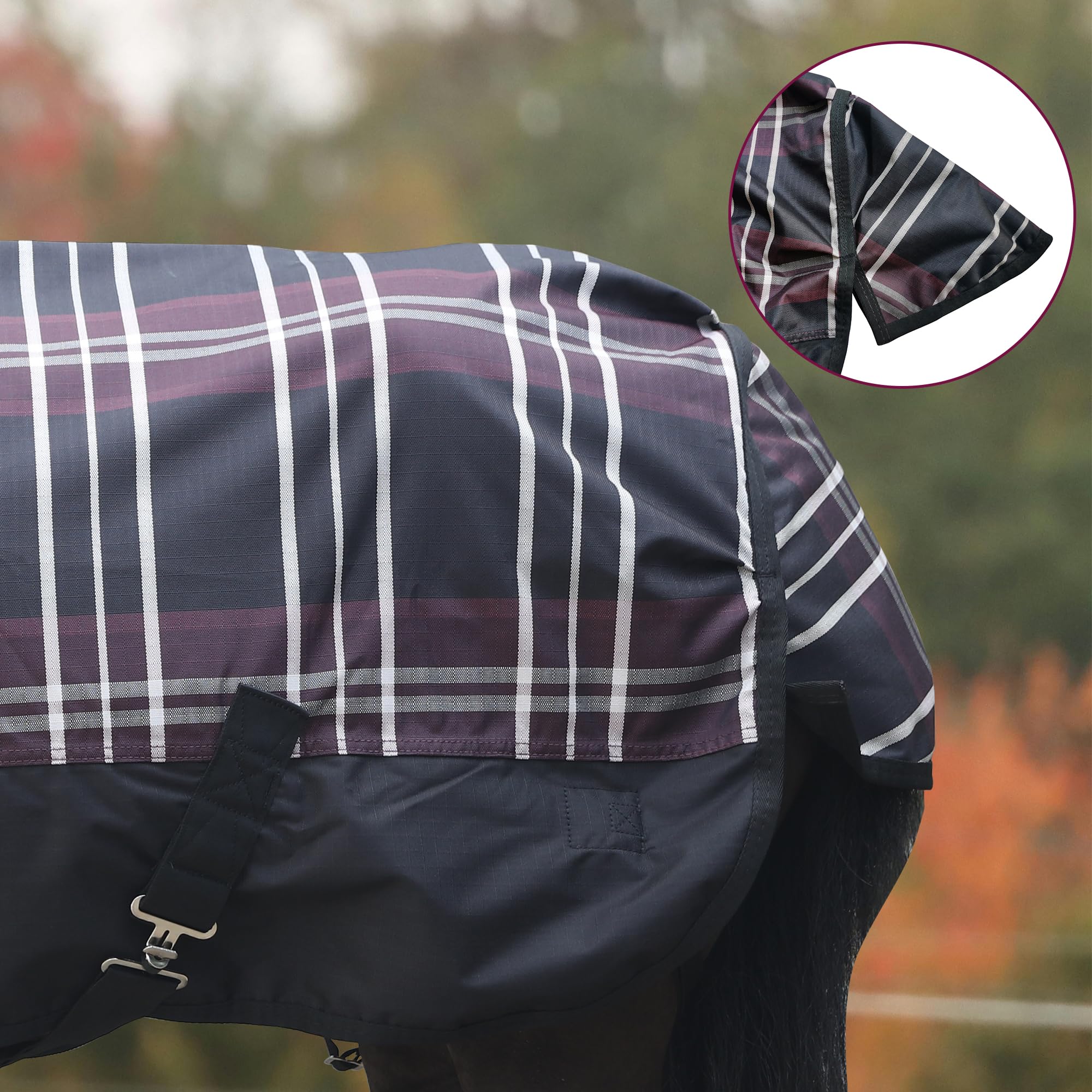 Coperta per cavallo leggera senza imbottitura, 600 denari, impermeabile, per cavallo (90 cm, a quadretti rossi)