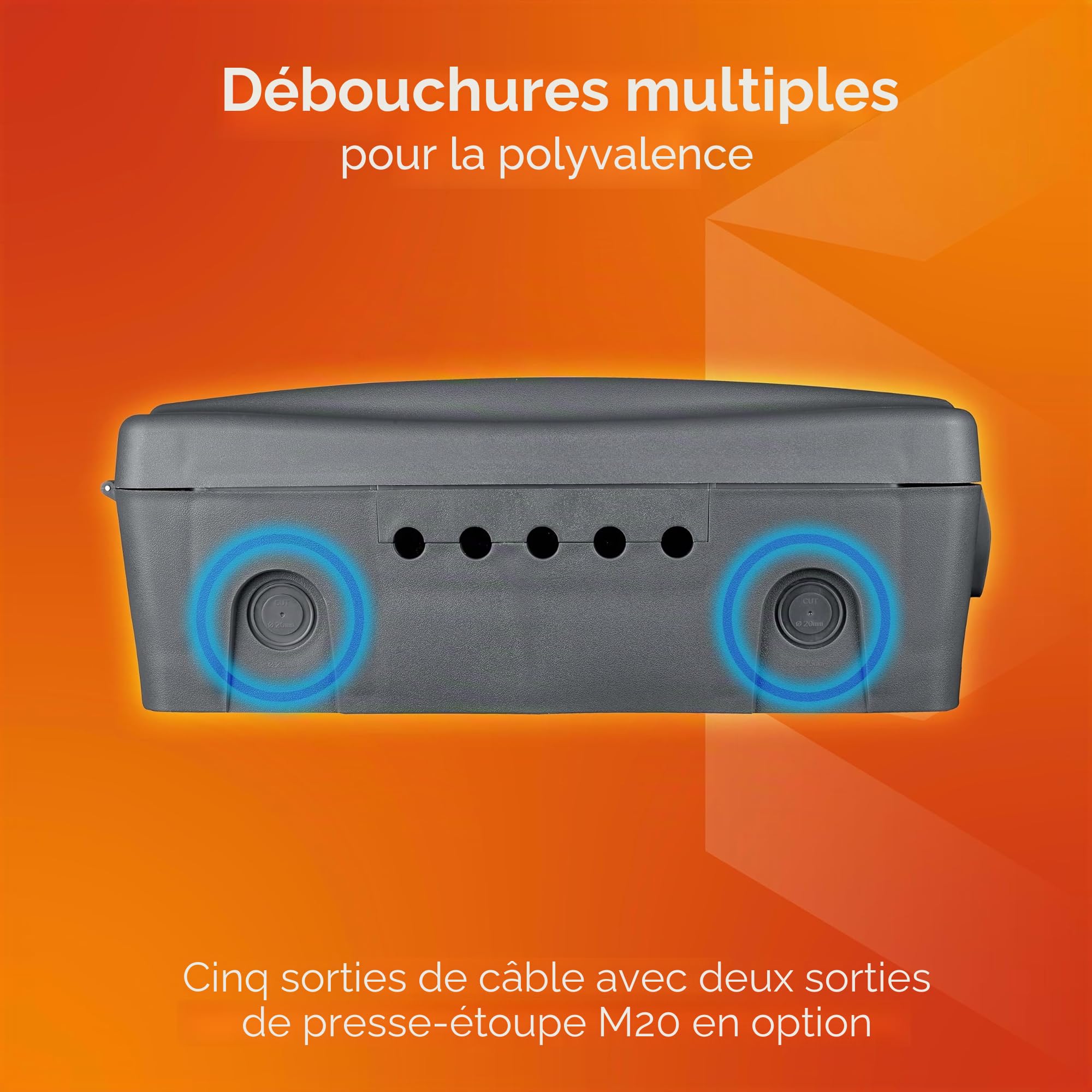 Masterplug WBXBFG10B-MP Boîtier électrique résistant aux intempéries pour extérieur avec rallonge 4 prises de 10 m Gris foncé 351 x 220 x 126,5 mm