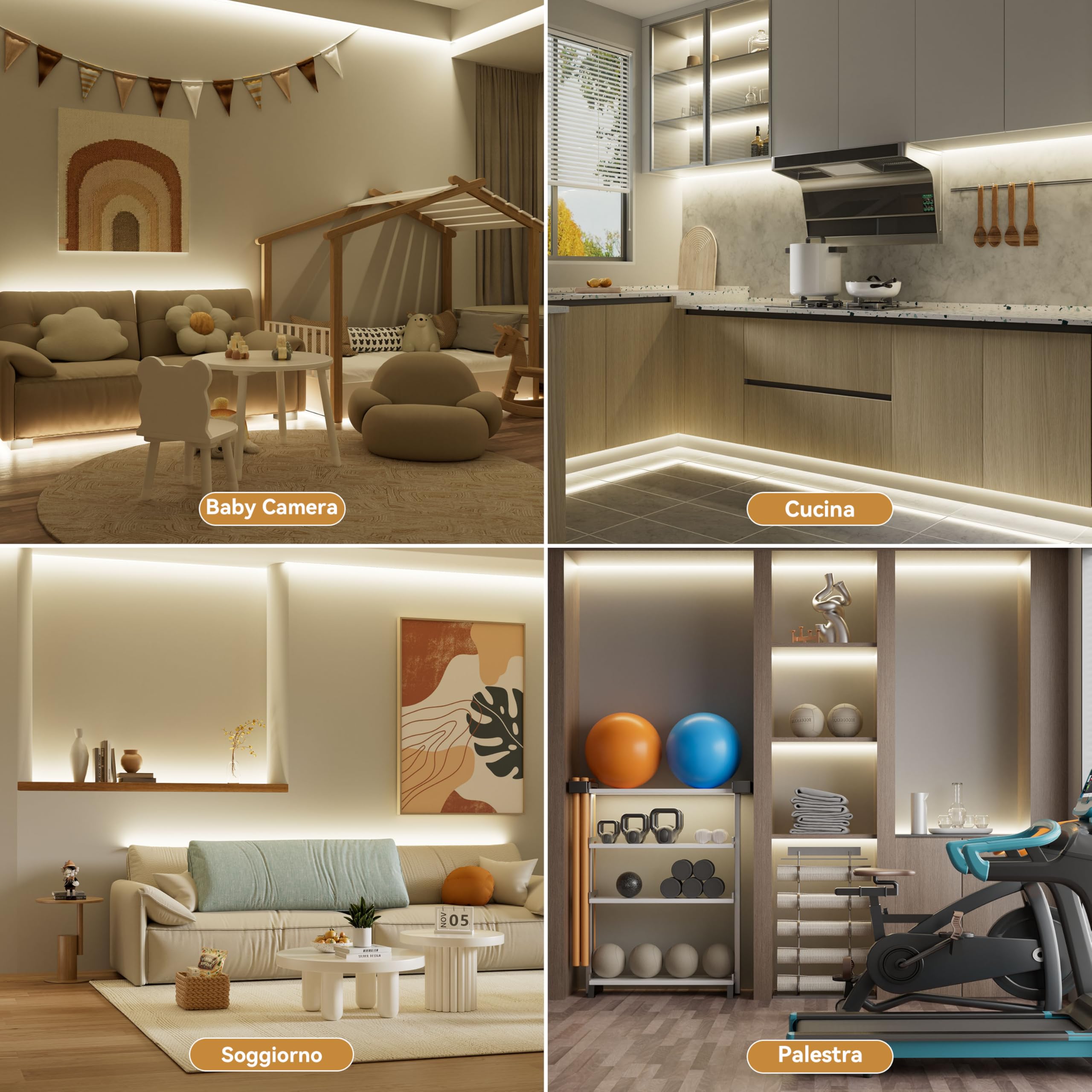 PAUTIX COB LED Strisce Bianco 4000K, 24V 5m 480LEDs/M Super Bright dimmerabili Luci a nastro LED sotto l'armadio con telecomando RF a 13 tasti per cucina Camera da letto Casa fai da te
