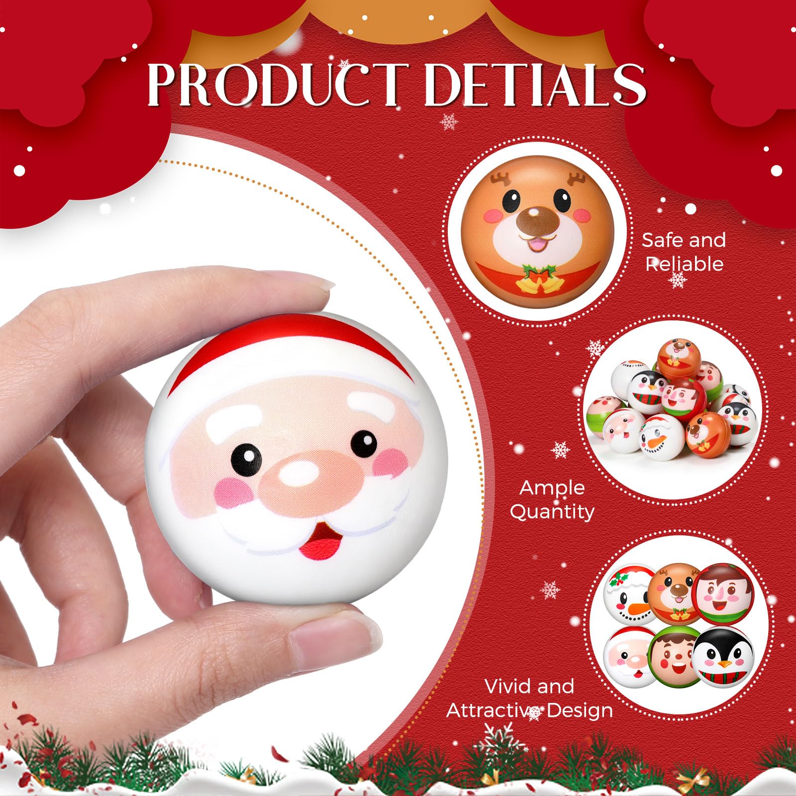 108 Pcs Christmas Stress Ball Bulk 2 Inch Christmas Mini Foam Stress