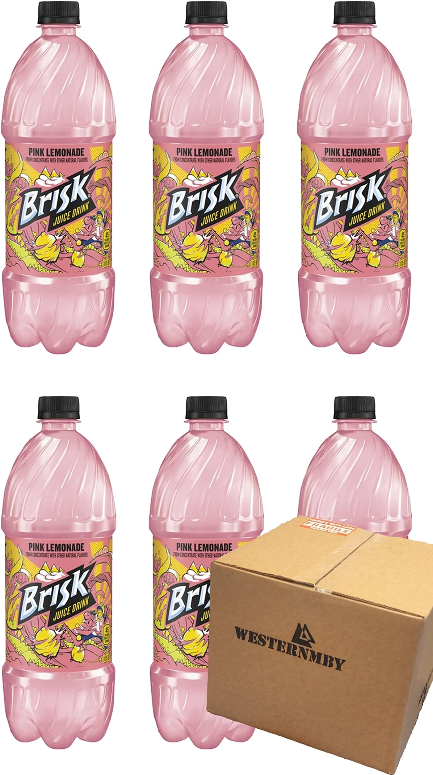 Brisk Pink Lemonade, 33.8 fl oz, 6 bottles