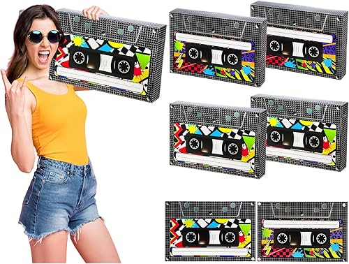 Miniatura 1 de Zhanmai 6 piezas de decoraciones de fiesta de los años 80 y 90, caja de recuerdos de fiesta de los años 80 y 90, cajas de regalo grandes de cassette