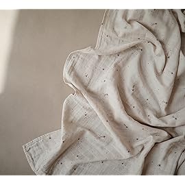 mushie Muslin Baby Swaddle Blanket | 100% Organic Cotton (Falling Stars)