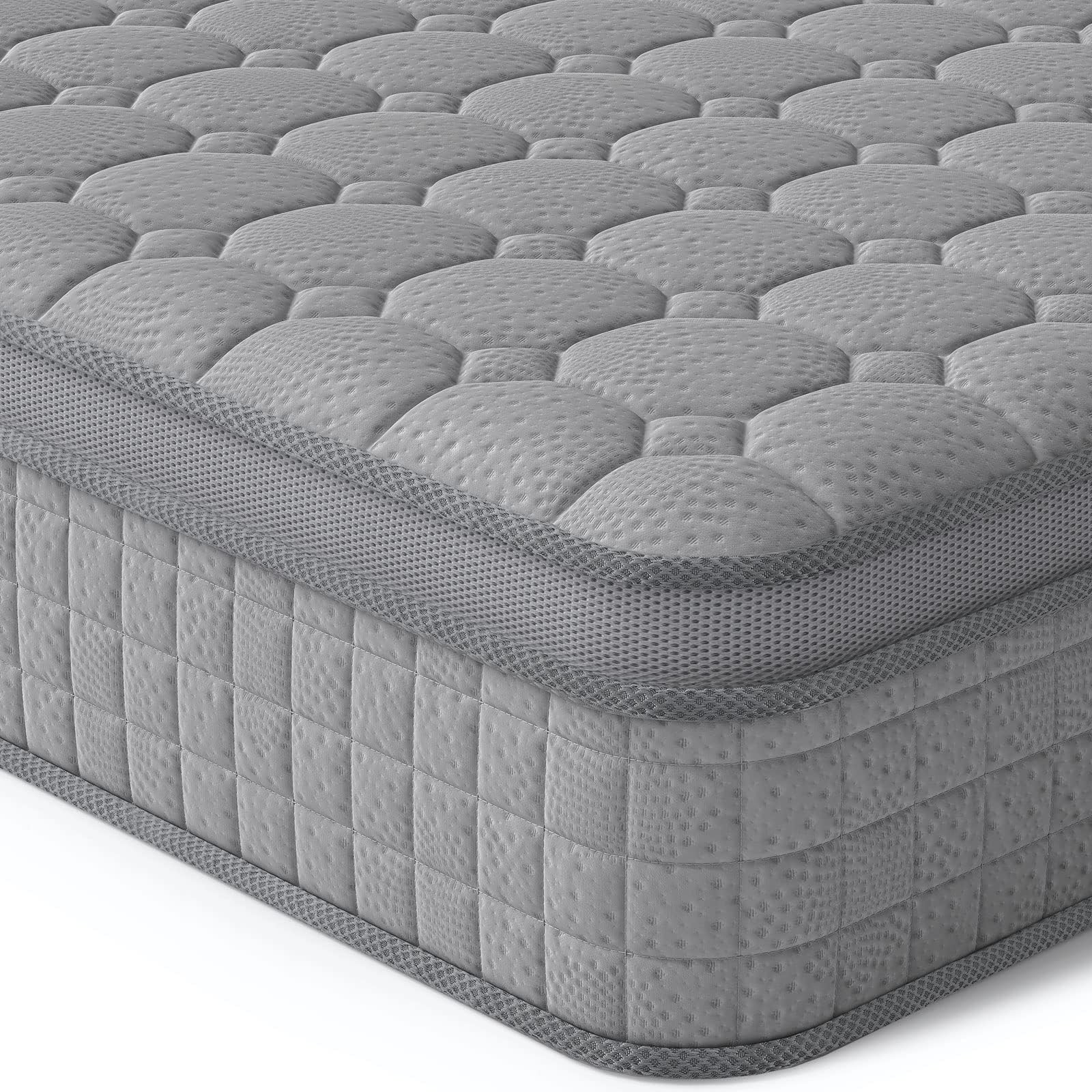 Vesgantti Hybridmatratze 120x200, H3 7-Zonen Druckentlastung Orthopädische Matratze, Taschenfederkernmatratze Oeko-TEX Zertifiziert, atmungsaktiv (30 cm Tight Top, grau)‌